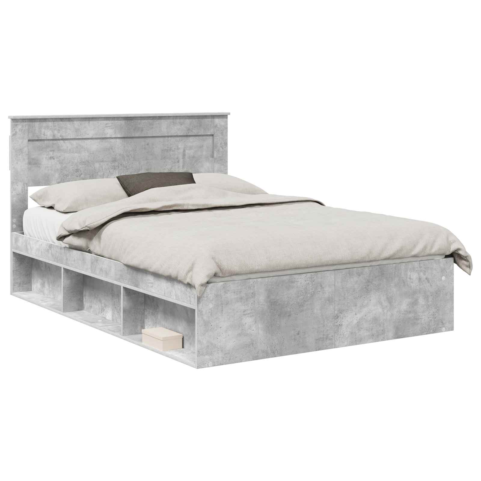Bedframe met hoofdeinde Beton 140 x 200 cm Massief grenenhout is nu te koop bij PeponiXL, paradijselijk wonen!