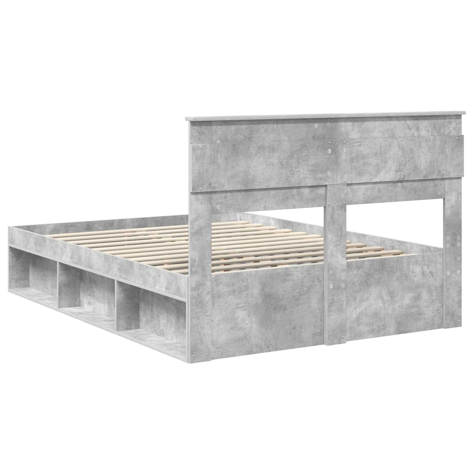 Bedframe met hoofdeinde Beton 140 x 200 cm Massief grenenhout is nu te koop bij PeponiXL, paradijselijk wonen!