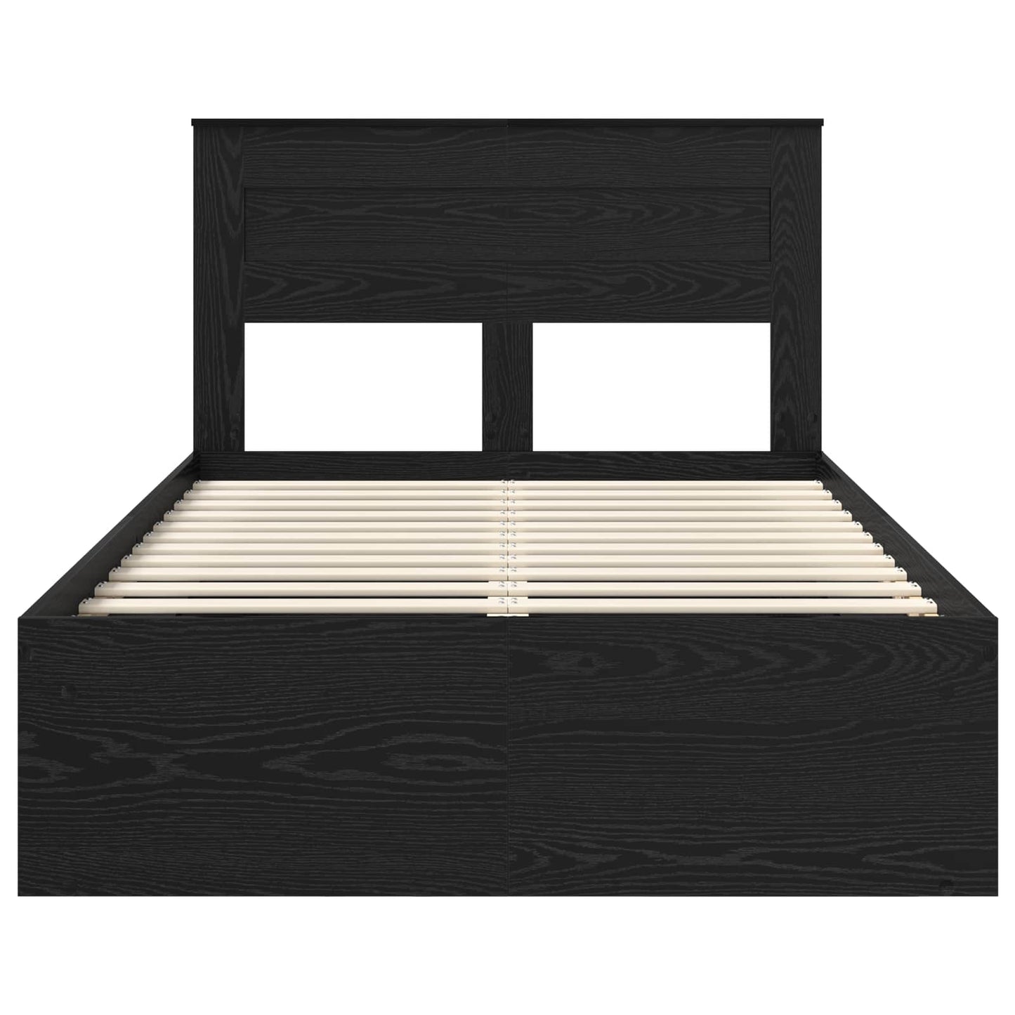 Bedframe met hoofdeinde Zwart 135 x 190 cm Massief grenenhout is nu te koop bij PeponiXL, paradijselijk wonen!