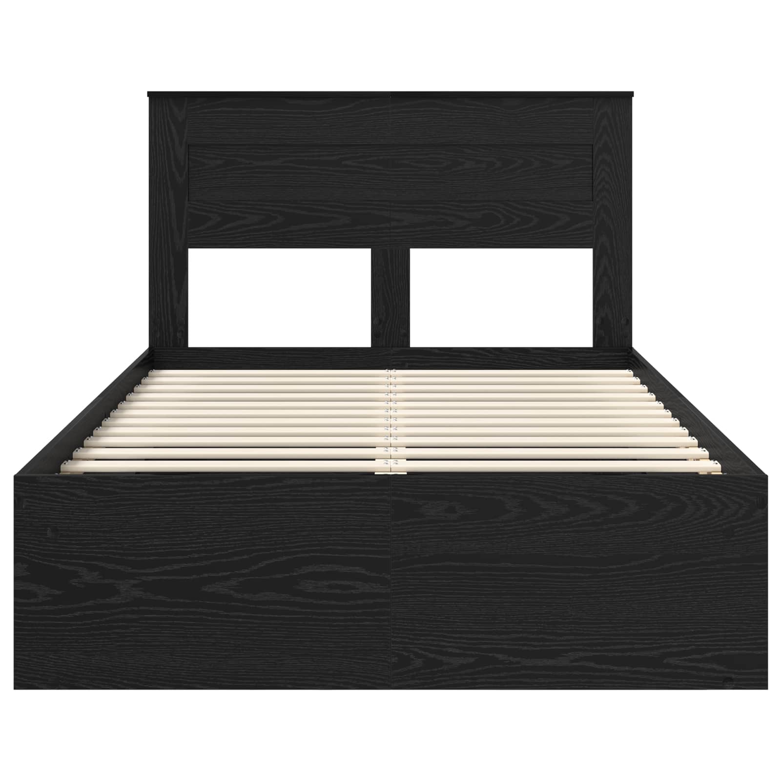 Bedframe met hoofdeinde Zwart 135 x 190 cm Massief grenenhout is nu te koop bij PeponiXL, paradijselijk wonen!