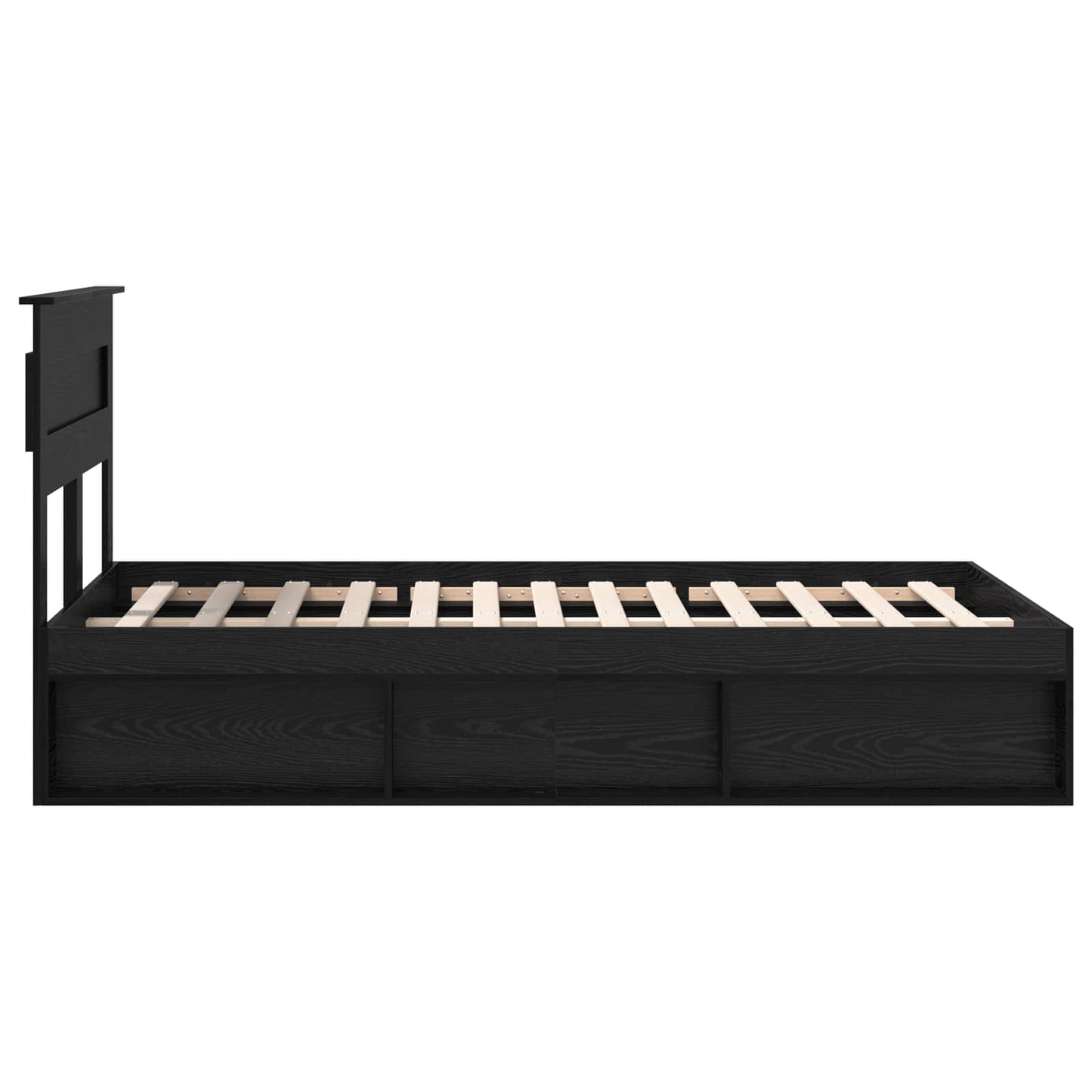 Bedframe met hoofdeinde Zwart 135 x 190 cm Massief grenenhout is nu te koop bij PeponiXL, paradijselijk wonen!