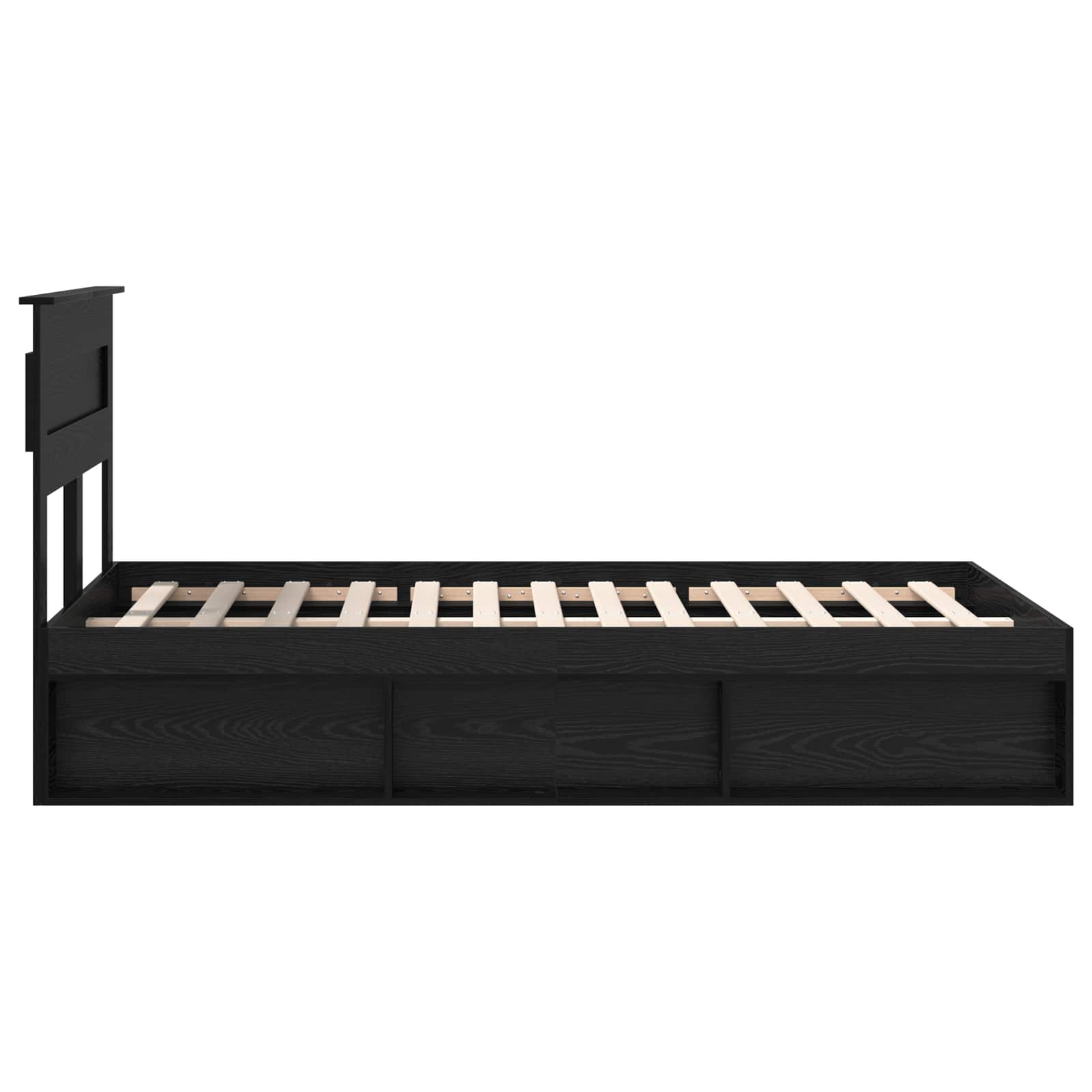 Bedframe met hoofdeinde Zwart 135 x 190 cm Massief grenenhout is nu te koop bij PeponiXL, paradijselijk wonen!