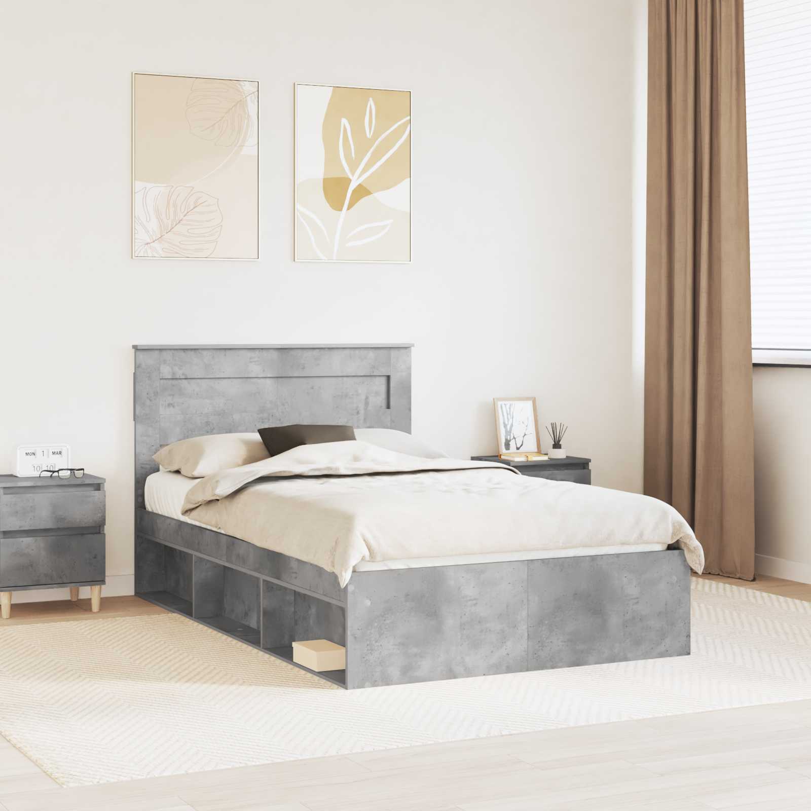 Bedframe Concerte Grijs 135 x 190 cm Massief grenenhout is nu te koop bij PeponiXL, paradijselijk wonen!