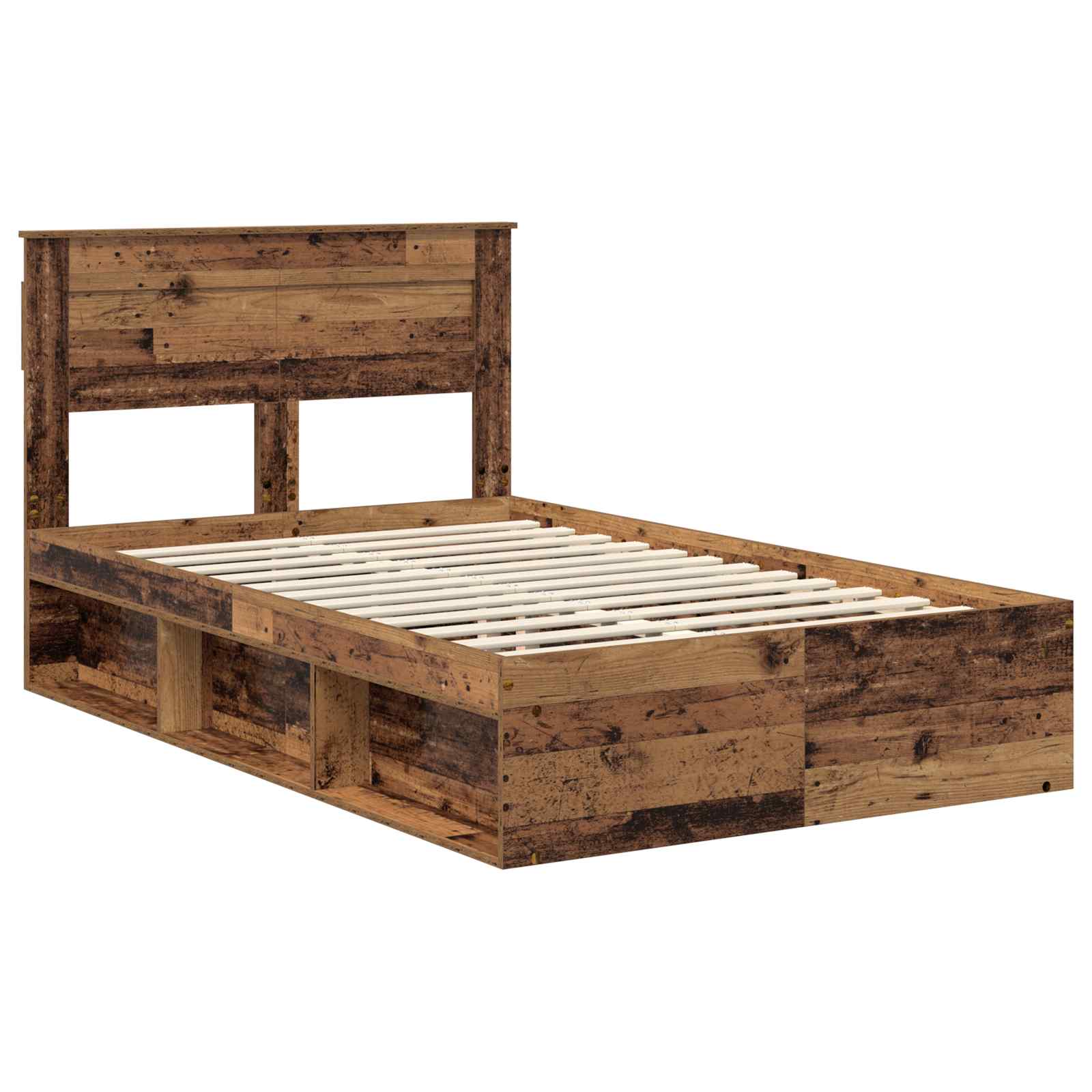 Bedframe met hoofdeinde Oudhout 135 x 190 cm Massief grenenhout is nu te koop bij PeponiXL, paradijselijk wonen!