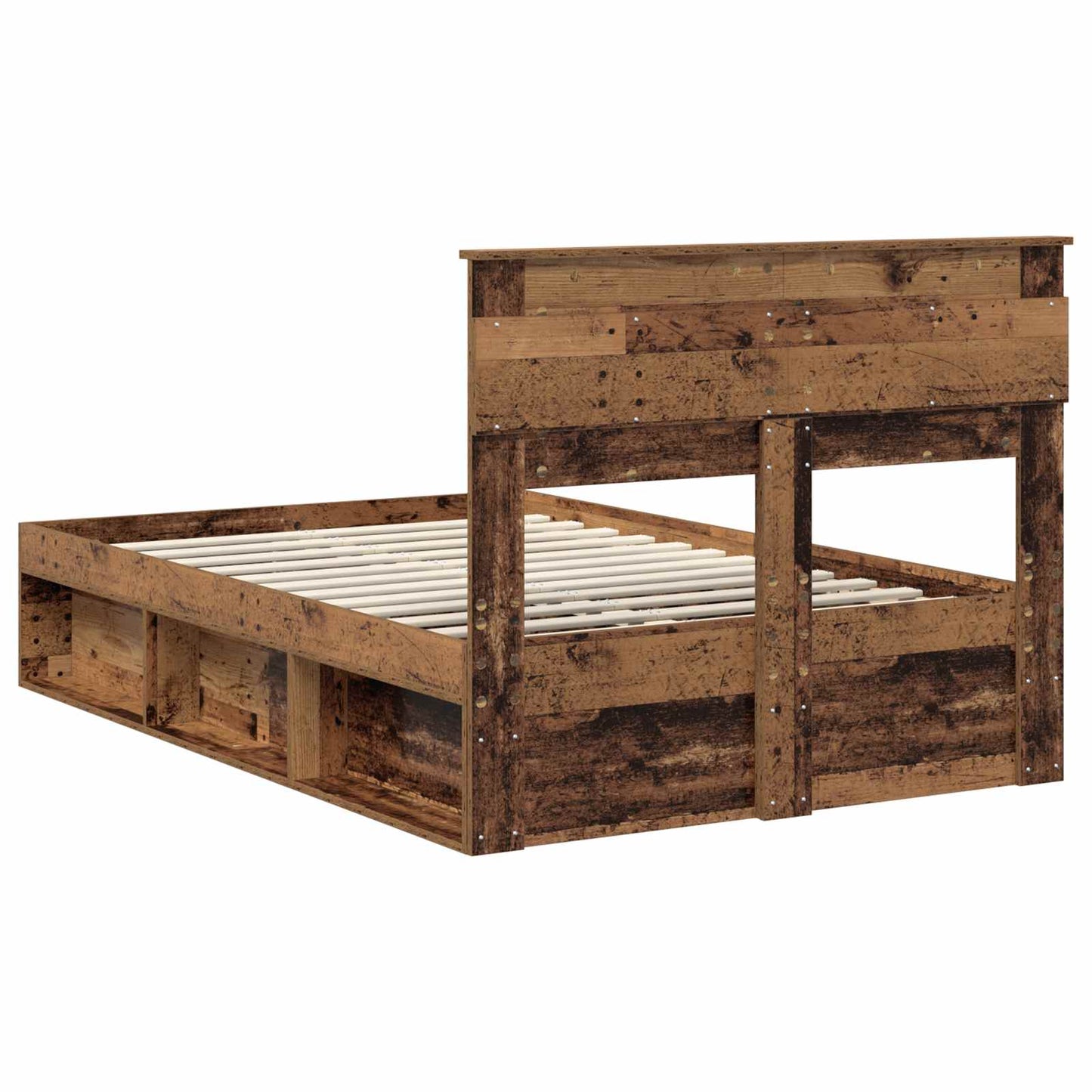 Bedframe met hoofdeinde Oudhout 135 x 190 cm Massief grenenhout is nu te koop bij PeponiXL, paradijselijk wonen!