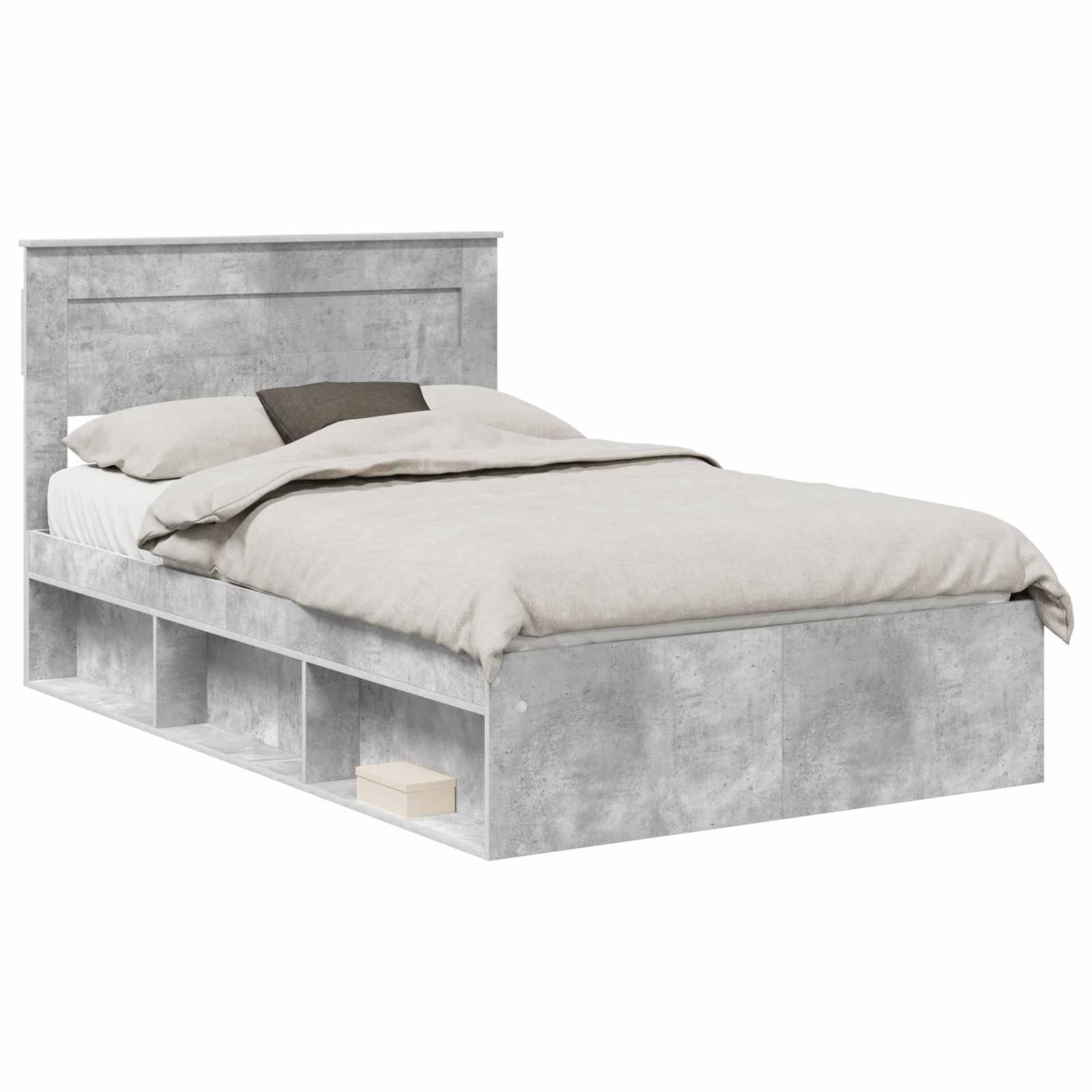 Bedframe met hoofdeinde Beton 120 x 190 cm Massief grenenhout is nu te koop bij PeponiXL, paradijselijk wonen!