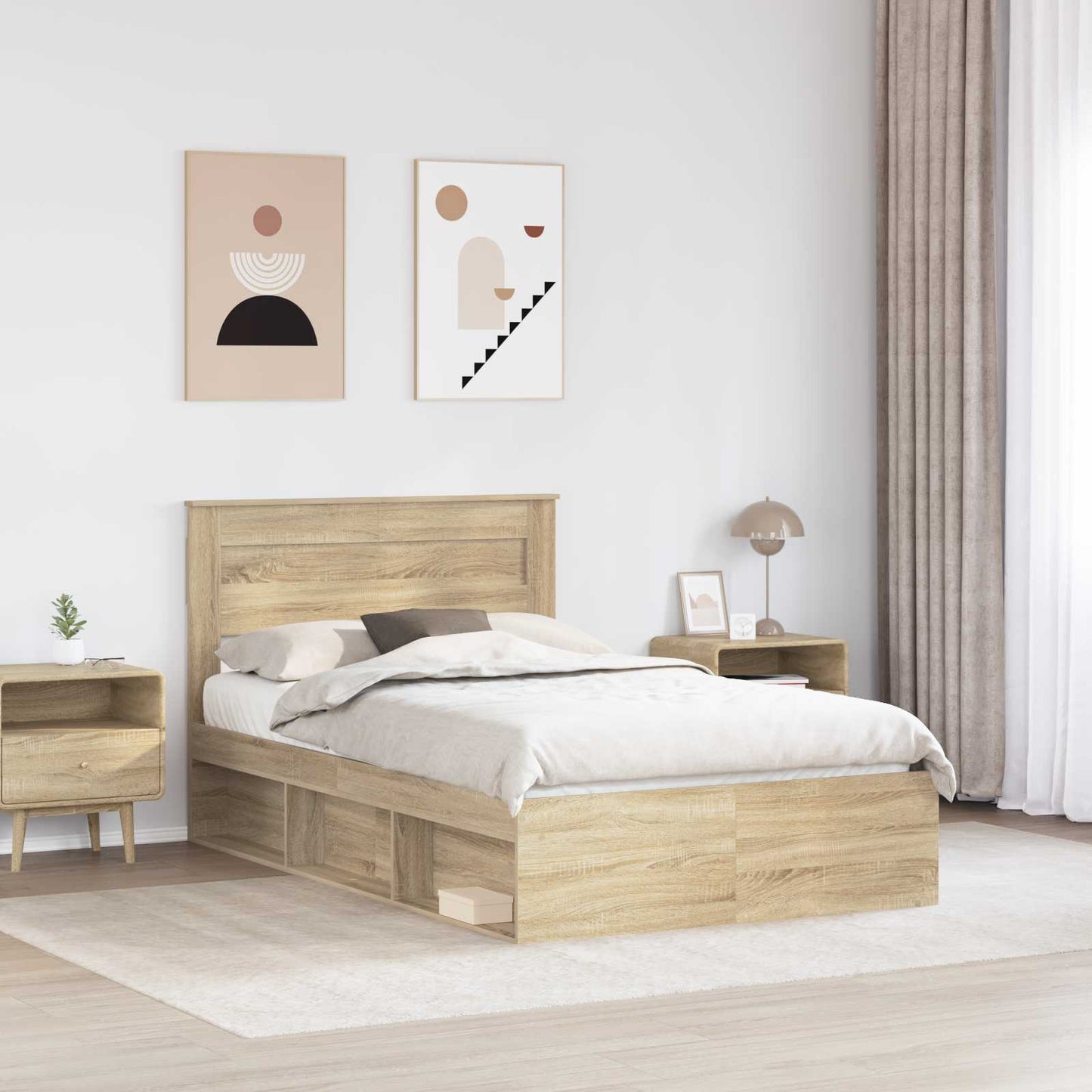 Bedframe met hoofdeinde Sonoma 120 x 200 cm Massief grenenhout is nu te koop bij PeponiXL, paradijselijk wonen!