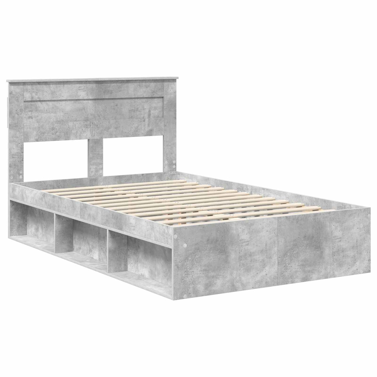 Bedframe met hoofdeinde Beton 120 x 200 cm Massief grenenhout is nu te koop bij PeponiXL, paradijselijk wonen!