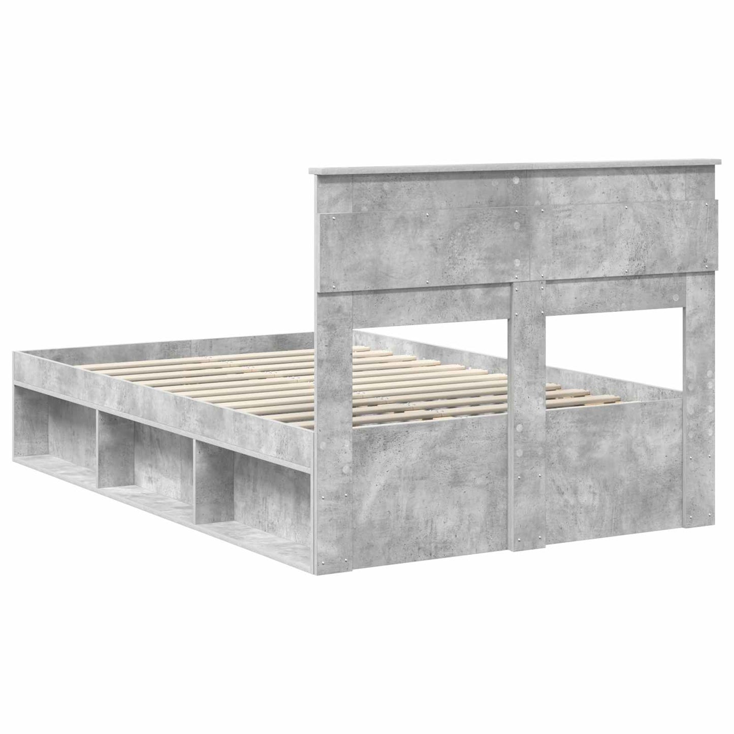 Bedframe met hoofdeinde Beton 120 x 200 cm Massief grenenhout is nu te koop bij PeponiXL, paradijselijk wonen!