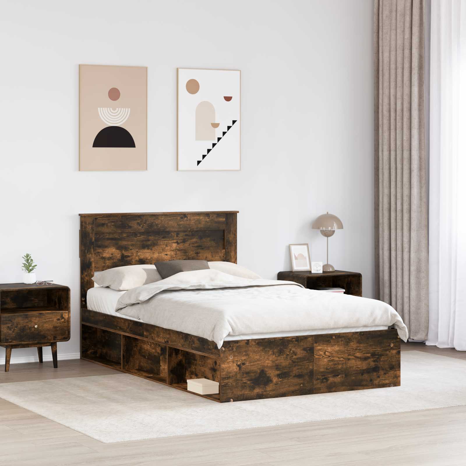 Bedframe Gerookt eiken 120 x 200 cm Massief grenenhout is nu te koop bij PeponiXL, paradijselijk wonen!