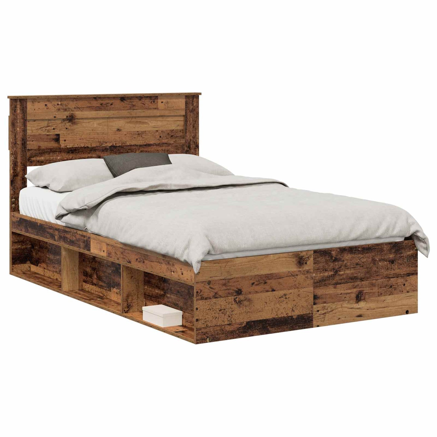 Bedframe met hoofdeinde Oudhout 120 x 200 cm Massief grenenhout is nu te koop bij PeponiXL, paradijselijk wonen!