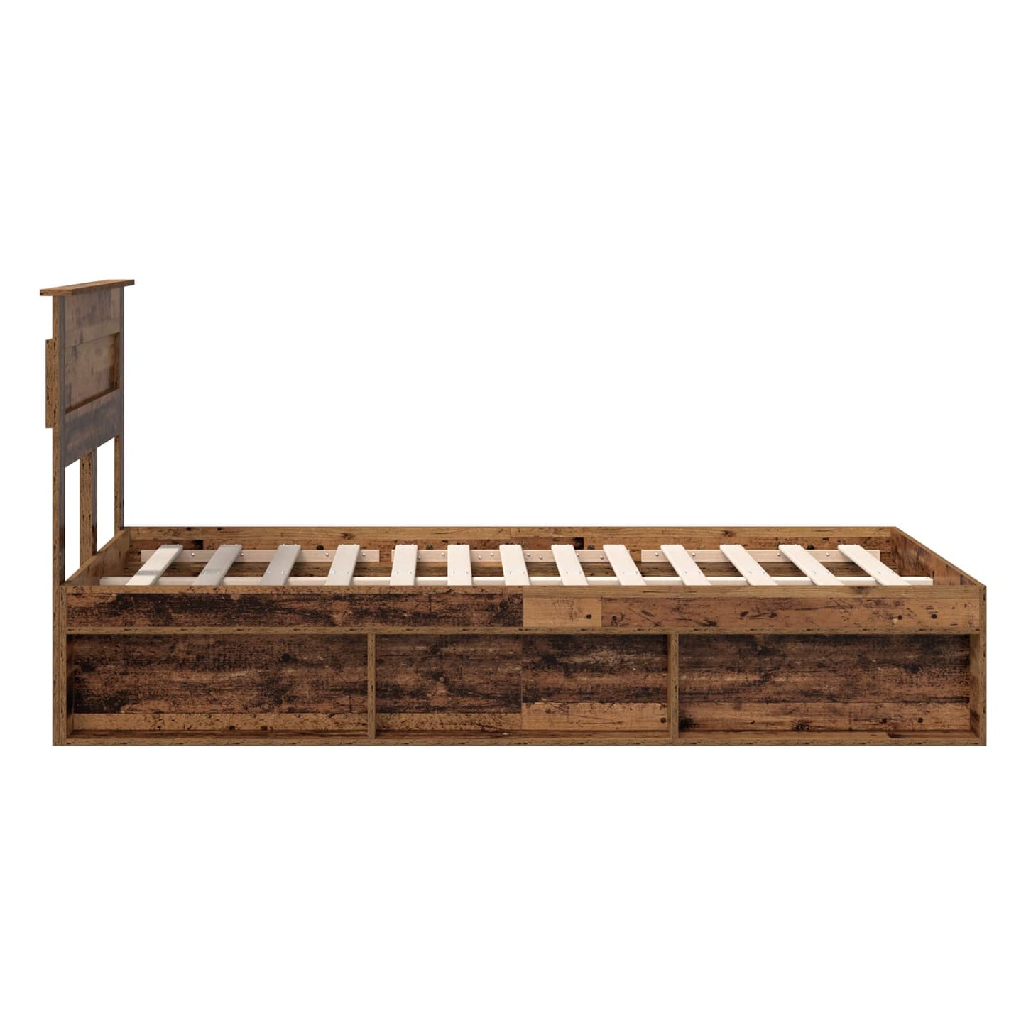 Bedframe met hoofdeinde Oudhout 120 x 200 cm Massief grenenhout is nu te koop bij PeponiXL, paradijselijk wonen!