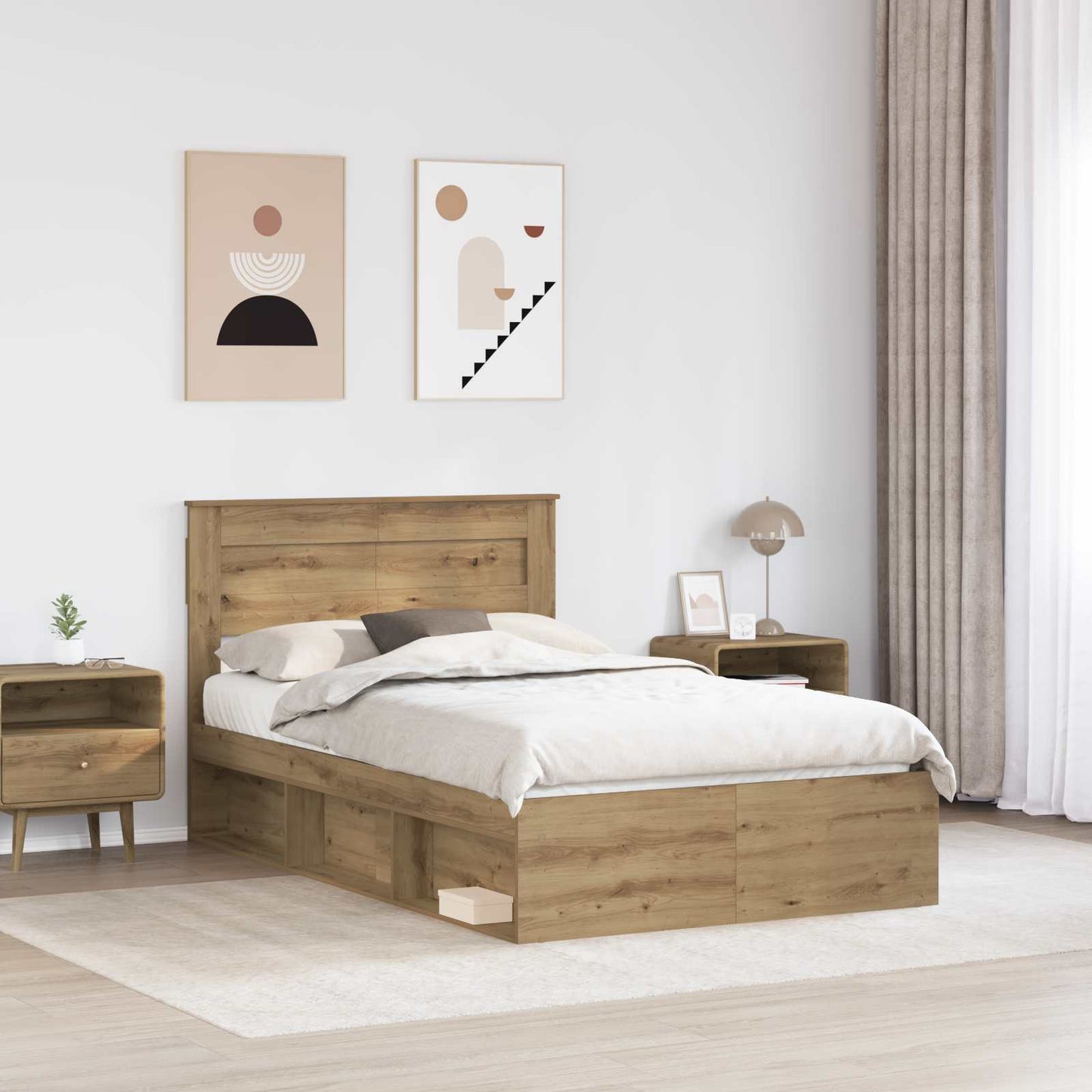 Bedframe Ambachtelijk eiken 120 x 200 cm Massief grenenhout is nu te koop bij PeponiXL, paradijselijk wonen!