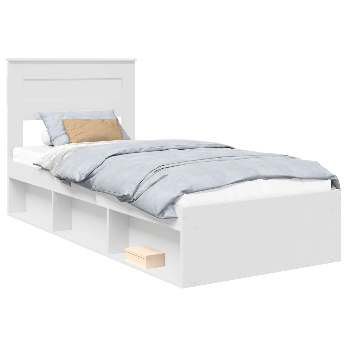 Bedframe met hoofdeinde Wit 100 x 200 cm Massief grenenhout is nu te koop bij PeponiXL, paradijselijk wonen!