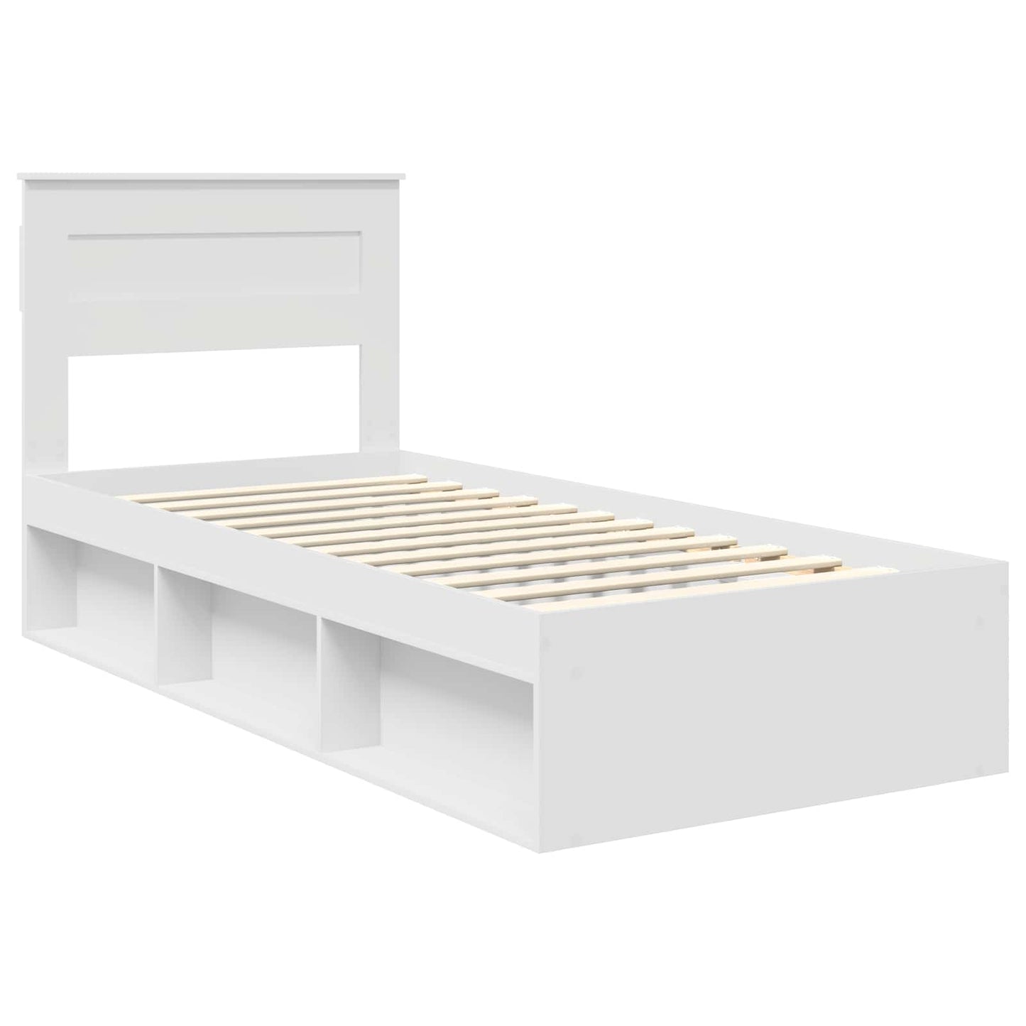 Bedframe met hoofdeinde Wit 100 x 200 cm Massief grenenhout is nu te koop bij PeponiXL, paradijselijk wonen!