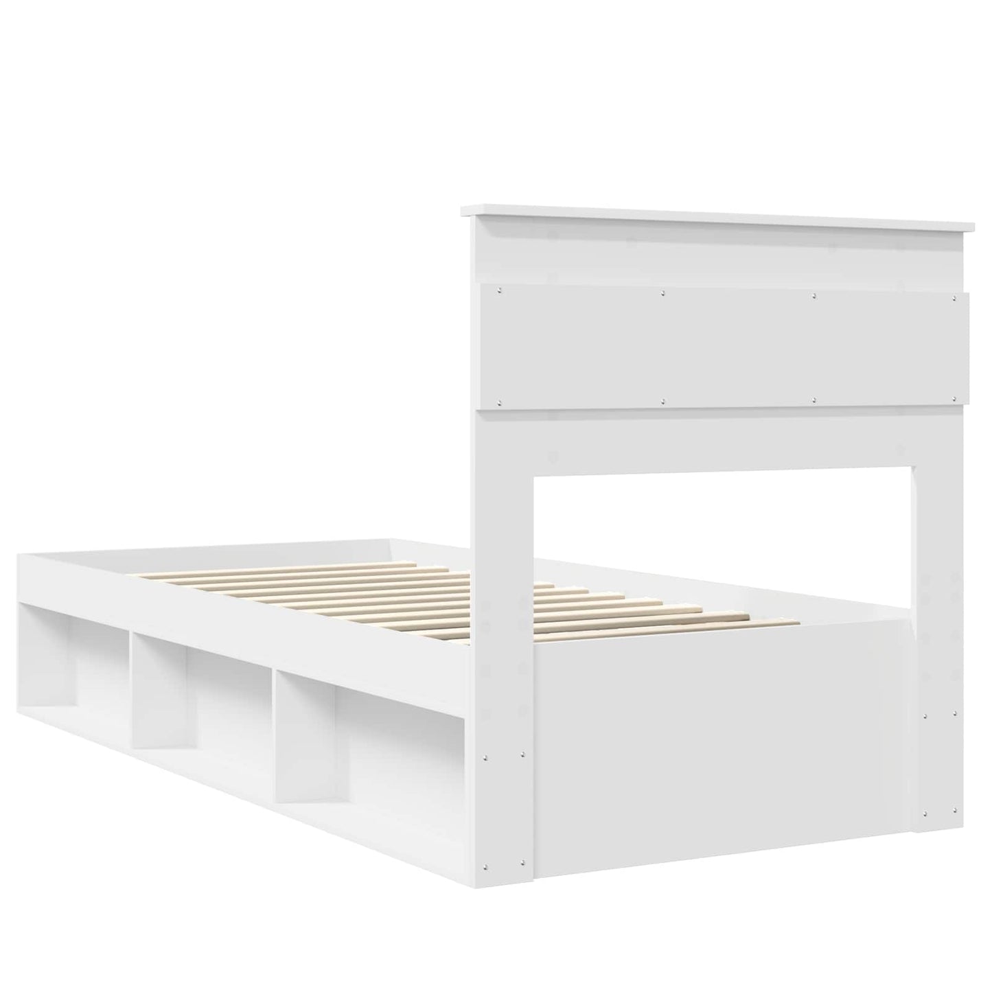 Bedframe met hoofdeinde Wit 100 x 200 cm Massief grenenhout is nu te koop bij PeponiXL, paradijselijk wonen!