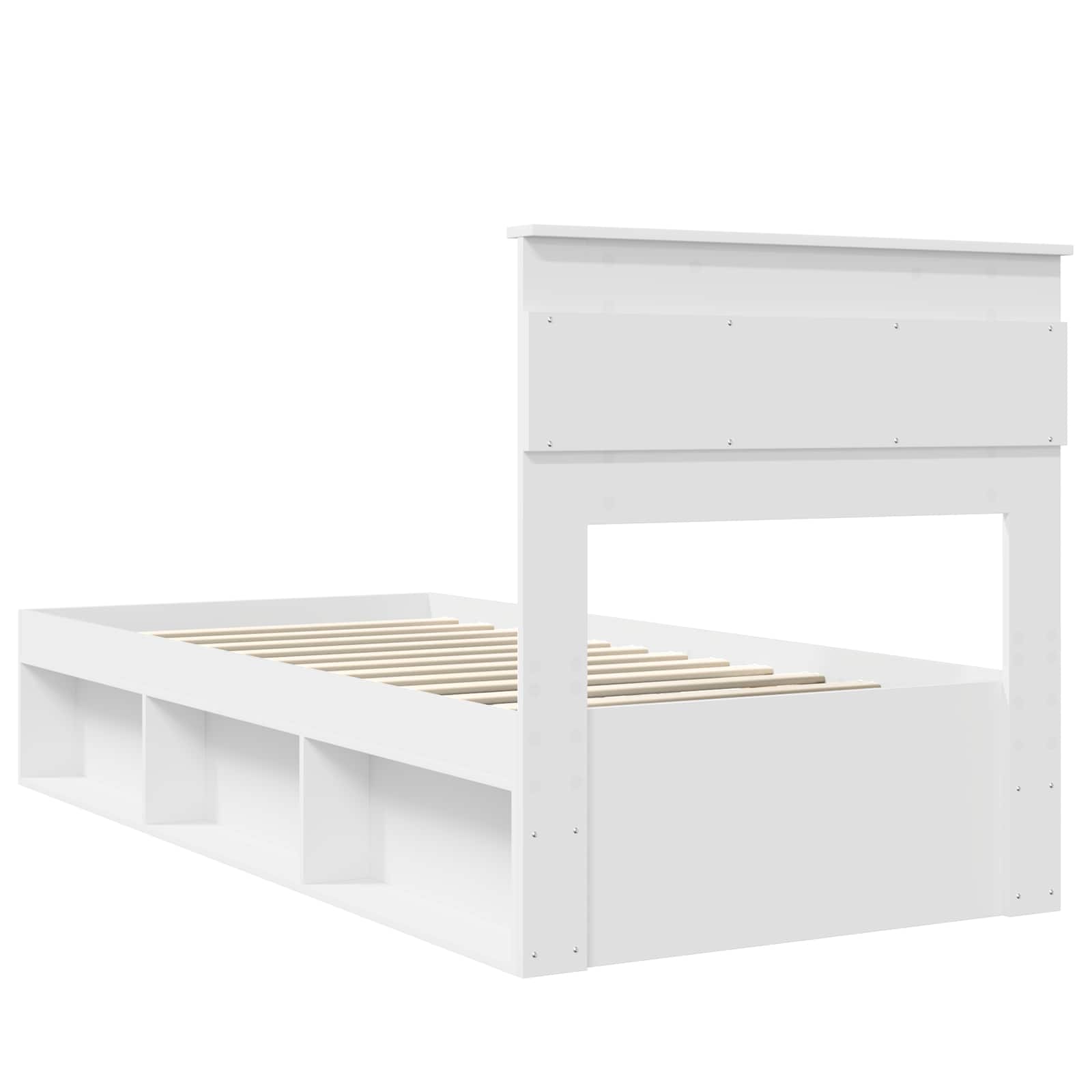 Bedframe met hoofdeinde Wit 100 x 200 cm Massief grenenhout is nu te koop bij PeponiXL, paradijselijk wonen!