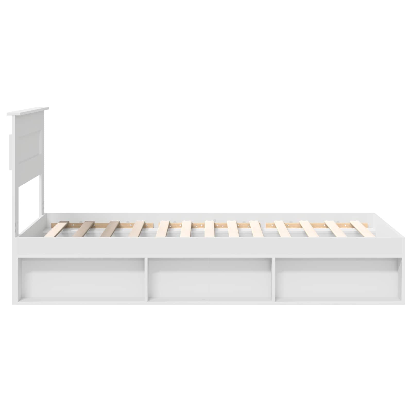Bedframe met hoofdeinde Wit 100 x 200 cm Massief grenenhout is nu te koop bij PeponiXL, paradijselijk wonen!