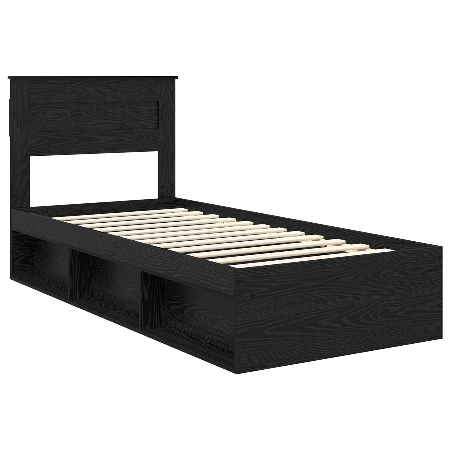 Bedframe met hoofdeinde Zwart 100 x 200 cm Massief grenenhout is nu te koop bij PeponiXL, paradijselijk wonen!