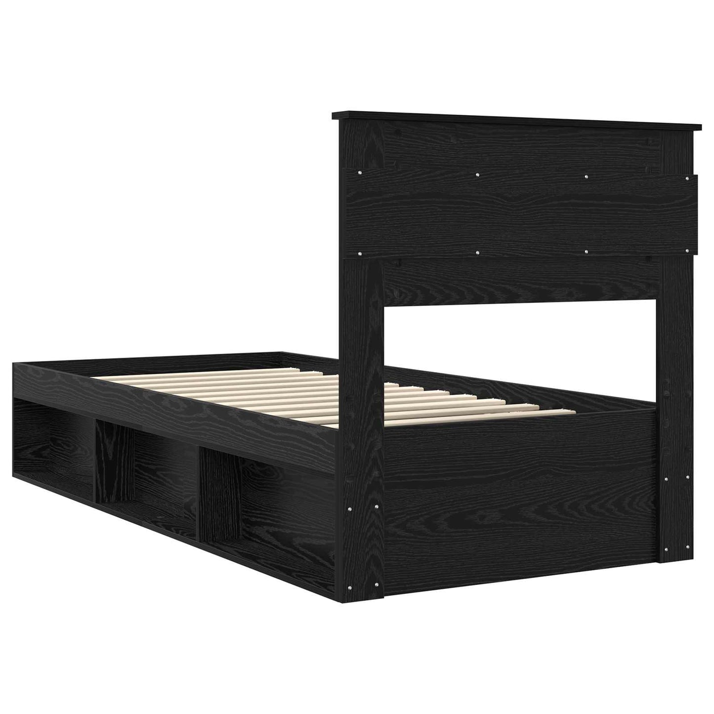 Bedframe met hoofdeinde Zwart 100 x 200 cm Massief grenenhout is nu te koop bij PeponiXL, paradijselijk wonen!