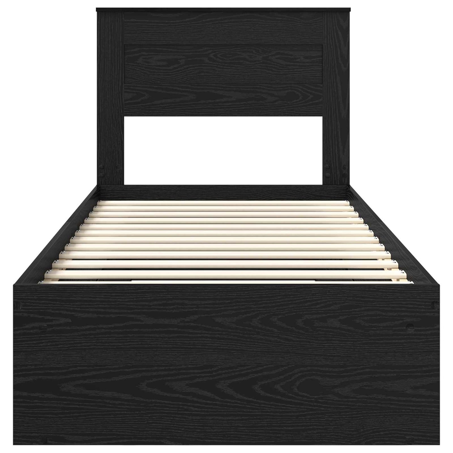 Bedframe met hoofdeinde Zwart 100 x 200 cm Massief grenenhout is nu te koop bij PeponiXL, paradijselijk wonen!