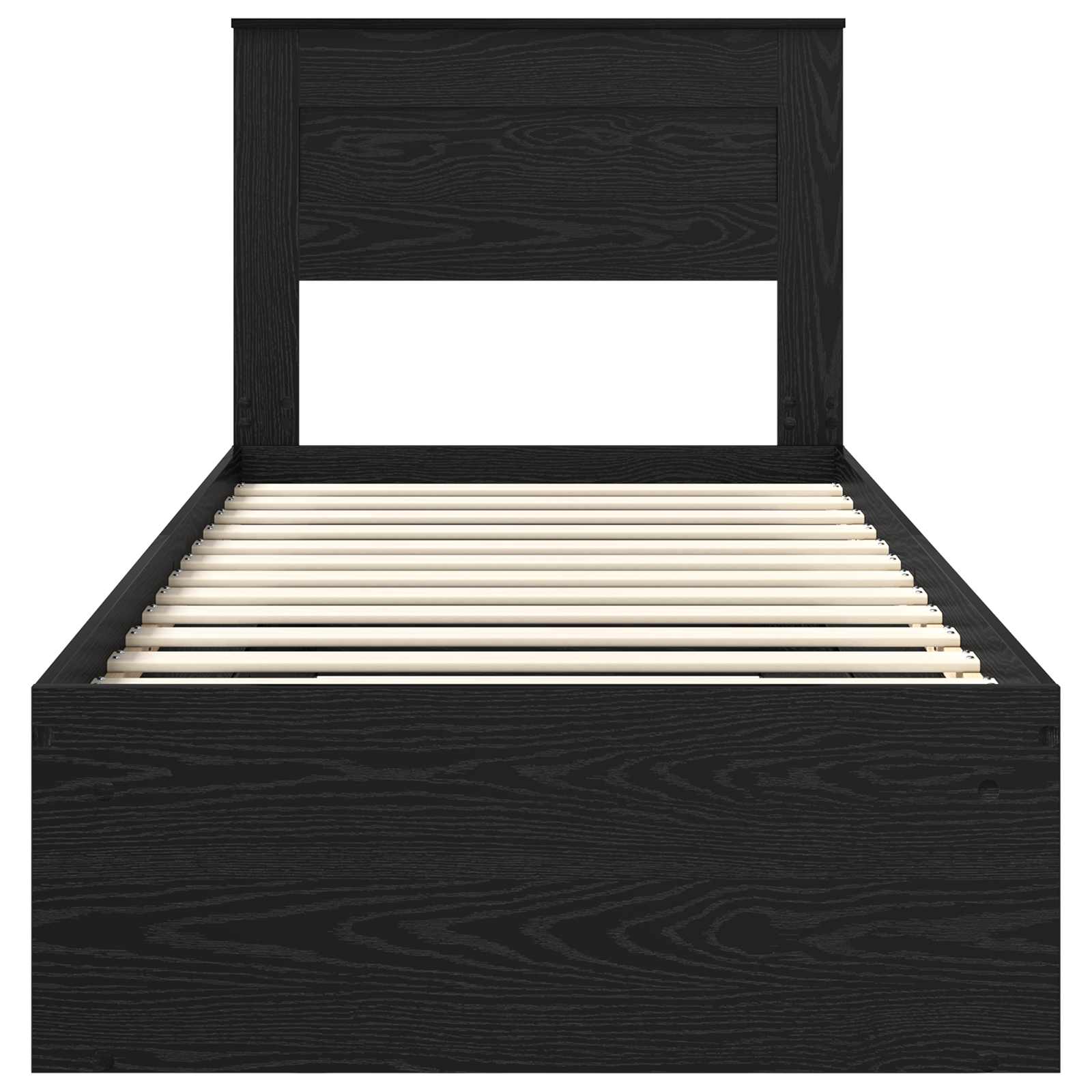 Bedframe met hoofdeinde Zwart 100 x 200 cm Massief grenenhout is nu te koop bij PeponiXL, paradijselijk wonen!