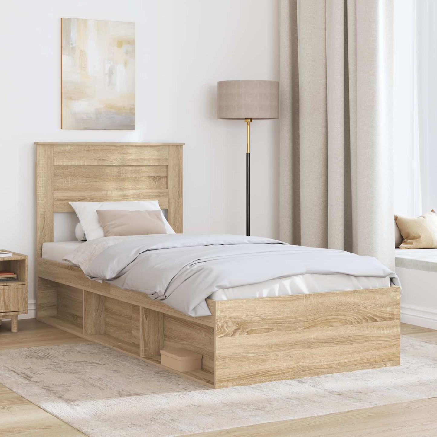 Bedframe met hoofdeinde Sonoma 100 x 200 cm Massief grenenhout is nu te koop bij PeponiXL, paradijselijk wonen!