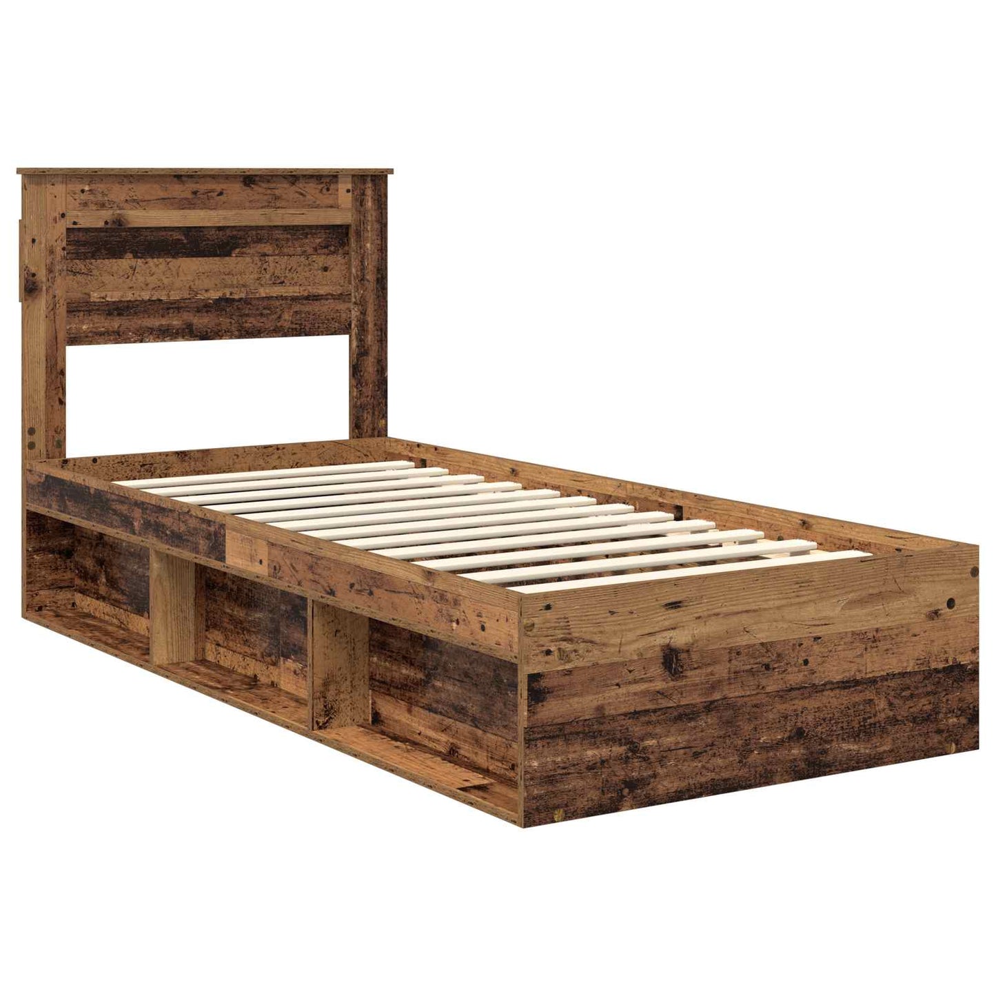 Bedframe met hoofdeinde Oudhout 100 x 200 cm Massief grenenhout is nu te koop bij PeponiXL, paradijselijk wonen!
