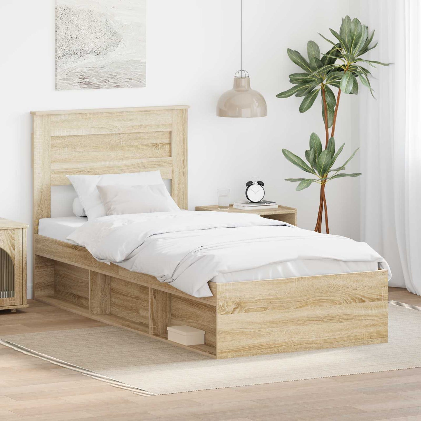 Bedframe met hoofdeinde Sonoma 90 x 190 cm Massief grenenhout is nu te koop bij PeponiXL, paradijselijk wonen!