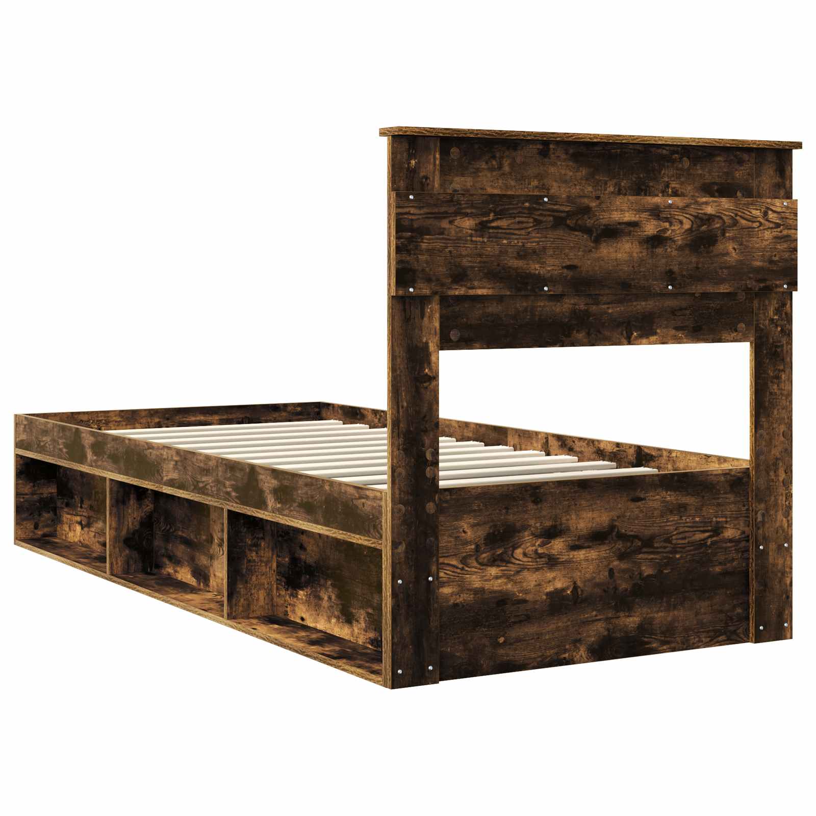 Bedframe Gerookt eiken 90 x 190 cm Massief grenenhout is nu te koop bij PeponiXL, paradijselijk wonen!