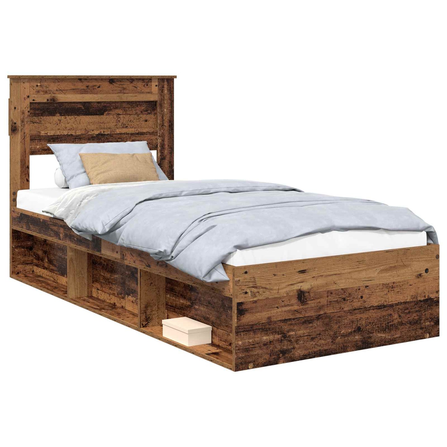 Bedframe met hoofdeinde Oudhout 90 x 190 cm Massief grenenhout is nu te koop bij PeponiXL, paradijselijk wonen!
