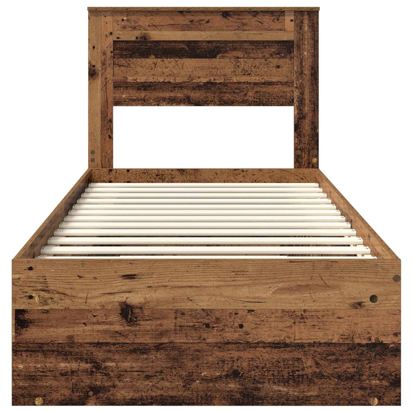 Bedframe met hoofdeinde Oudhout 90 x 190 cm Massief grenenhout is nu te koop bij PeponiXL, paradijselijk wonen!