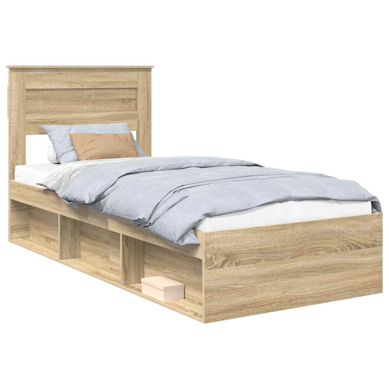 Bedframe met opslag Sonoma Eiken 90 x 200 cm Massief grenenhout is nu te koop bij PeponiXL, paradijselijk wonen!
