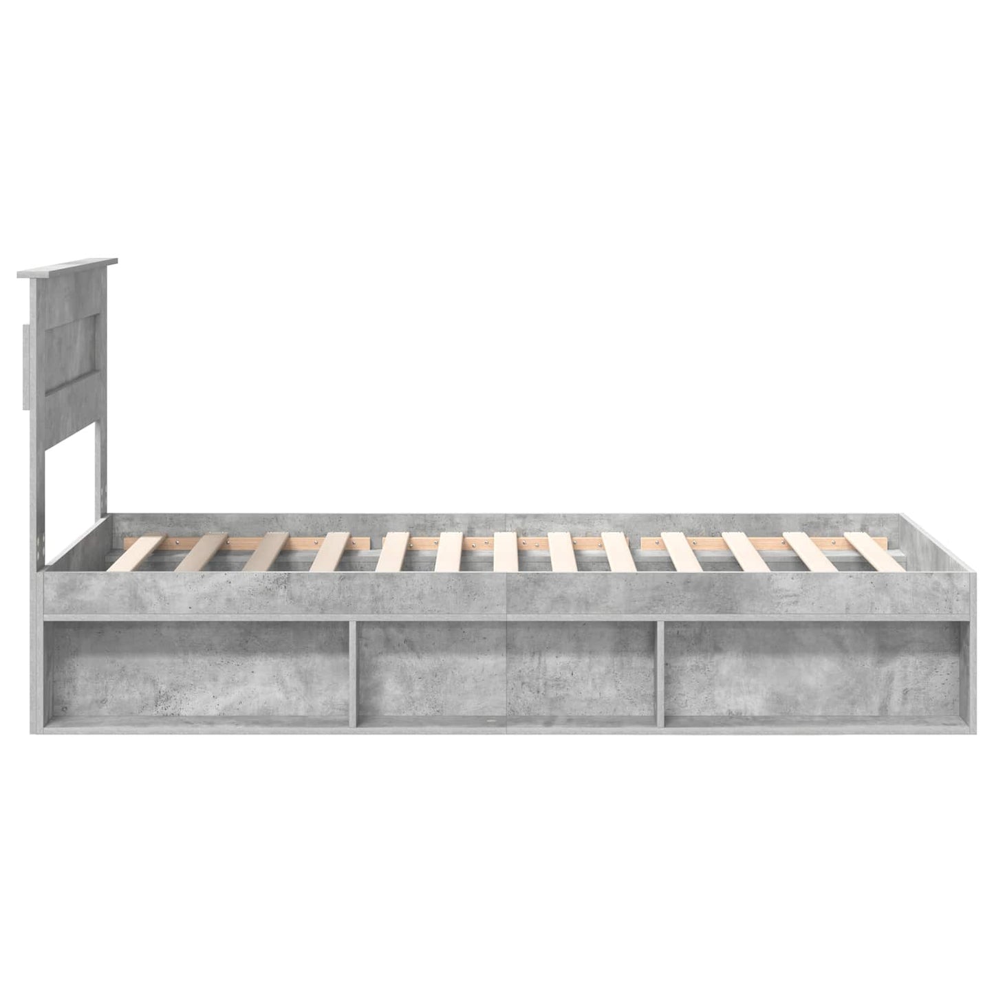 Bedframe met hoofdeinde Beton 90 x 200 cm Massief grenenhout is nu te koop bij PeponiXL, paradijselijk wonen!