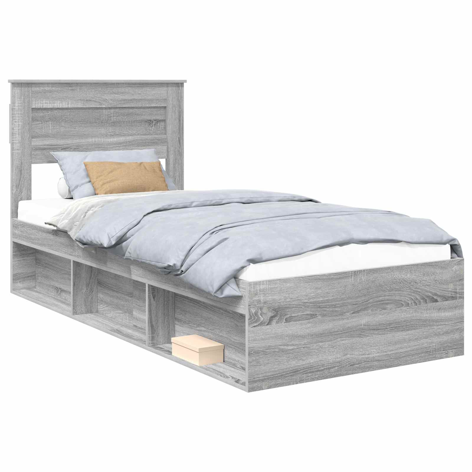 Bedframe met opslag Grijs Sonoma 90 x 200 cm Massief grenenhout is nu te koop bij PeponiXL, paradijselijk wonen!