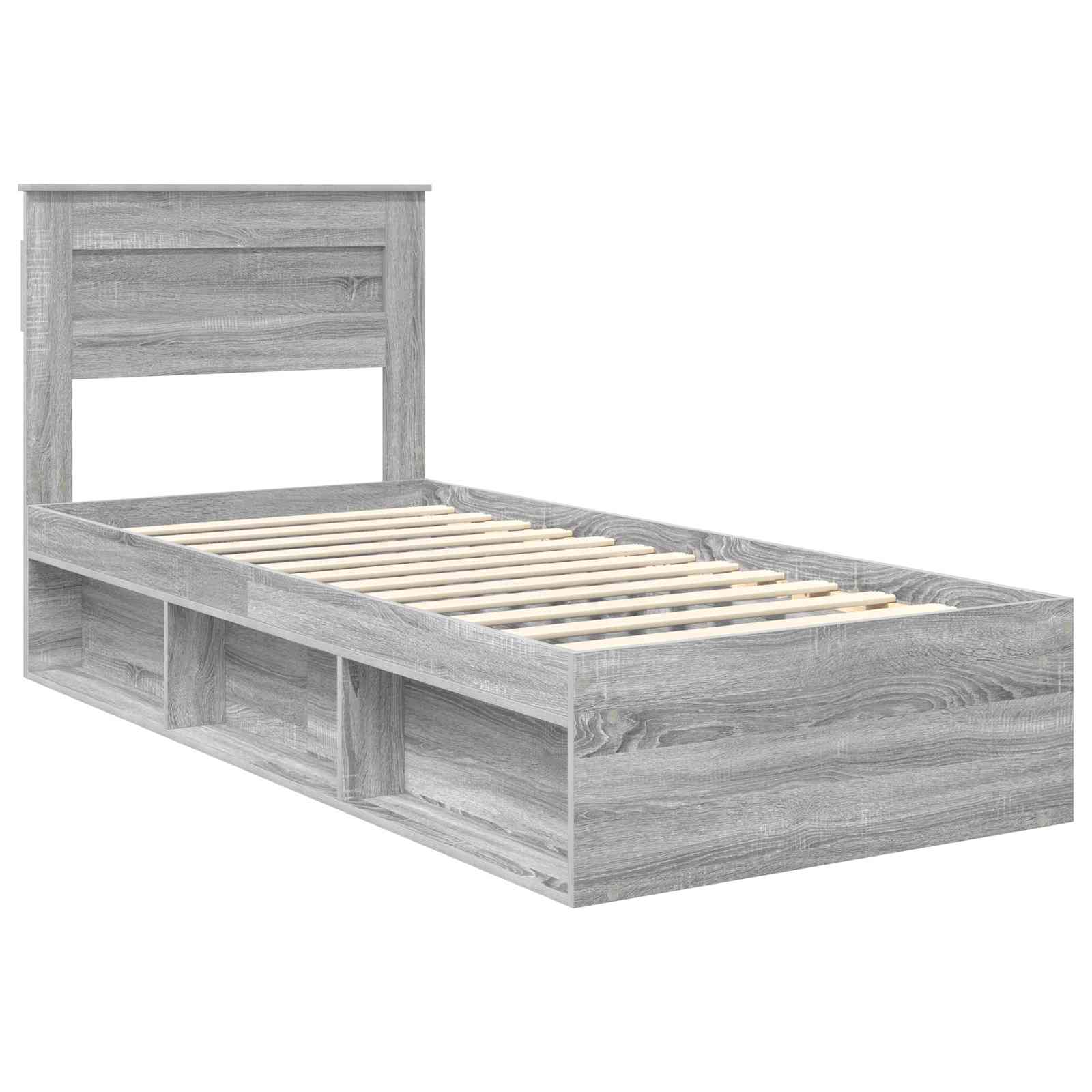Bedframe met opslag Grijs Sonoma 90 x 200 cm Massief grenenhout is nu te koop bij PeponiXL, paradijselijk wonen!