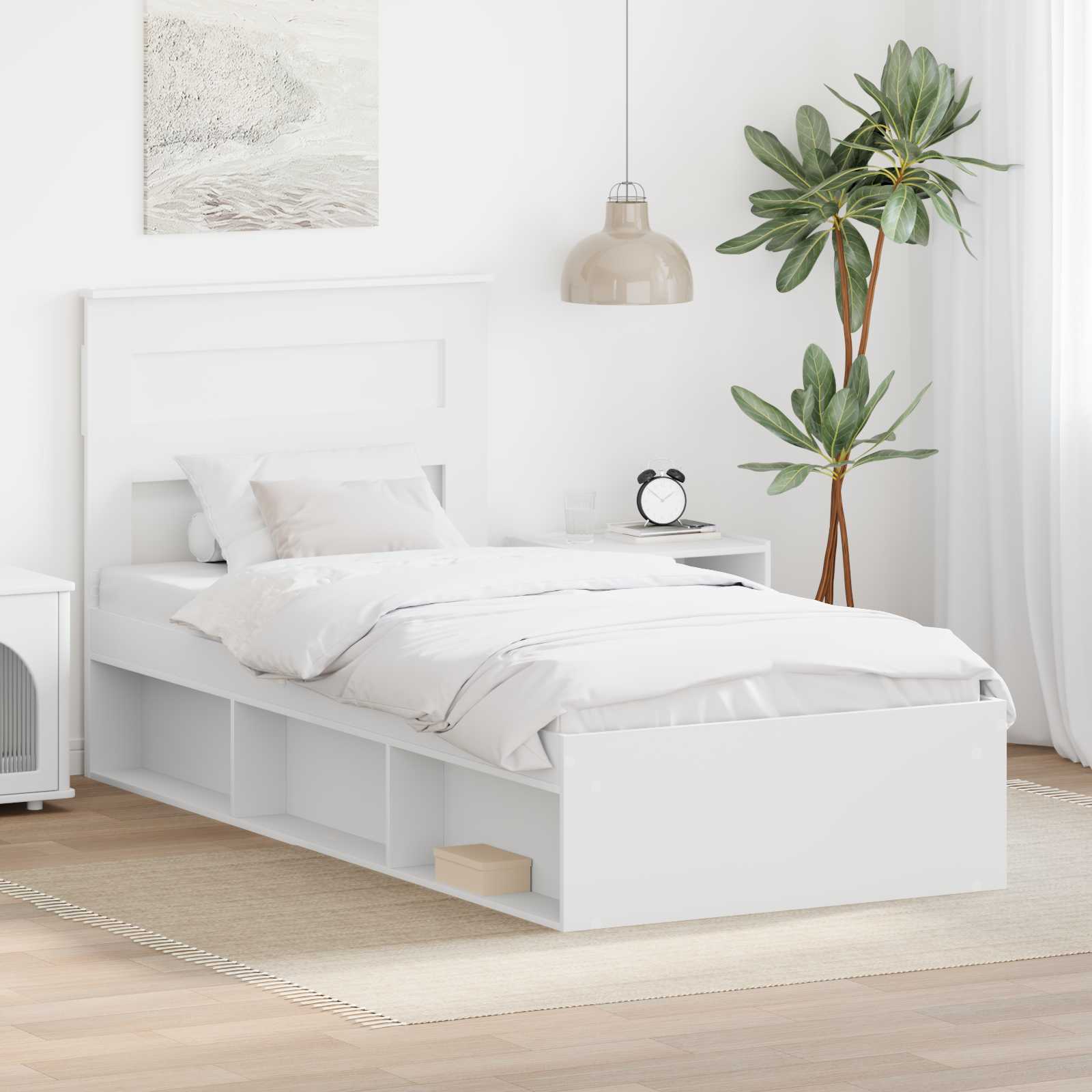 Bedframe met hoofdeinde Wit 75 x 190 cm Massief grenenhout is nu te koop bij PeponiXL, paradijselijk wonen!