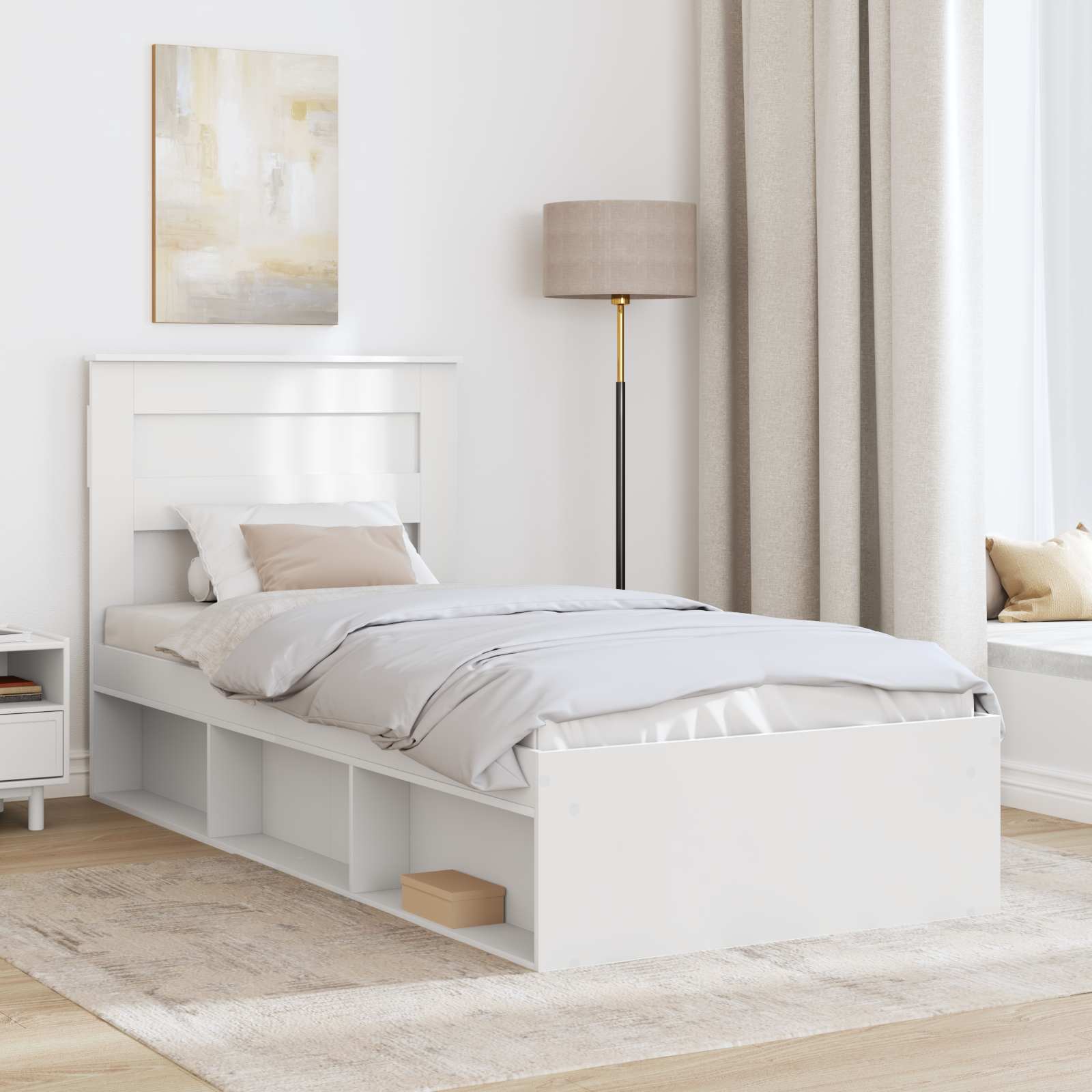 Bedframe met hoofdeinde Wit 75 x 190 cm Massief grenenhout is nu te koop bij PeponiXL, paradijselijk wonen!
