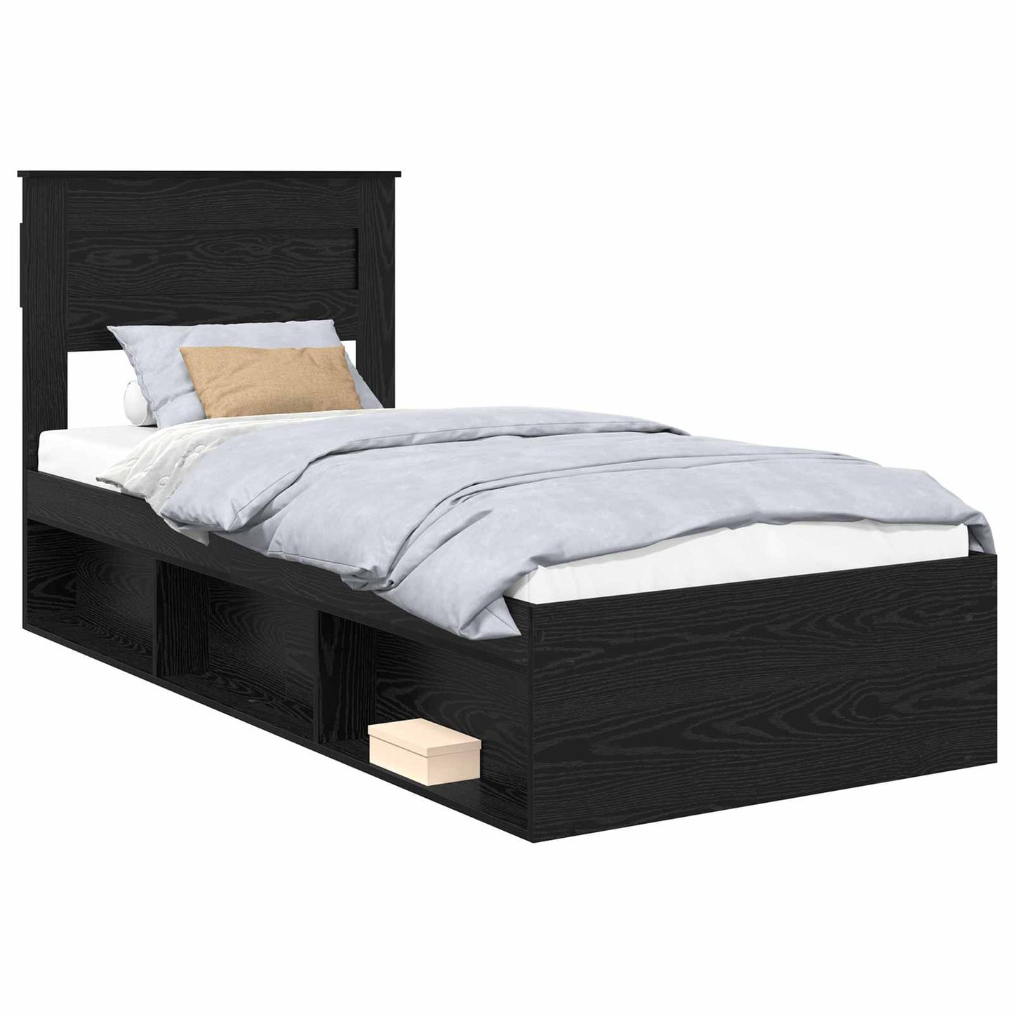 Bedframe met hoofdeinde Zwart 75 x 190 cm Massief grenenhout is nu te koop bij PeponiXL, paradijselijk wonen!