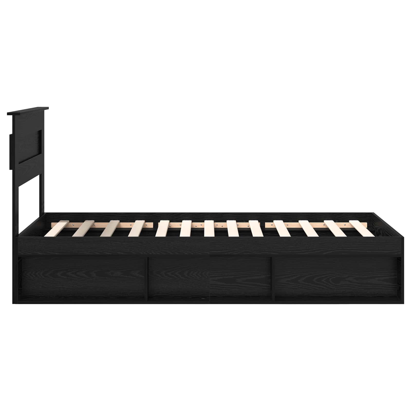 Bedframe met hoofdeinde Zwart 75 x 190 cm Massief grenenhout is nu te koop bij PeponiXL, paradijselijk wonen!