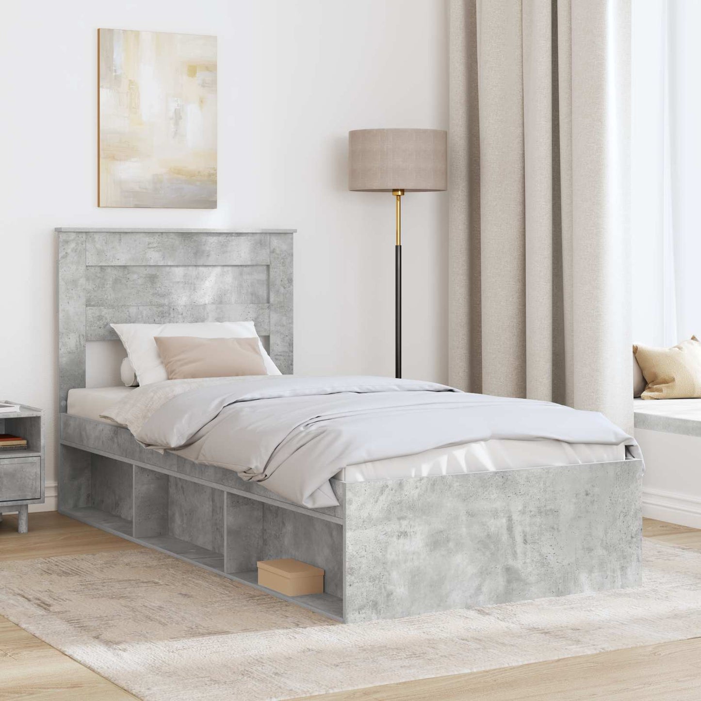 Bedframe Concerte Grijs 75 x 190 cm Massief grenenhout is nu te koop bij PeponiXL, paradijselijk wonen!