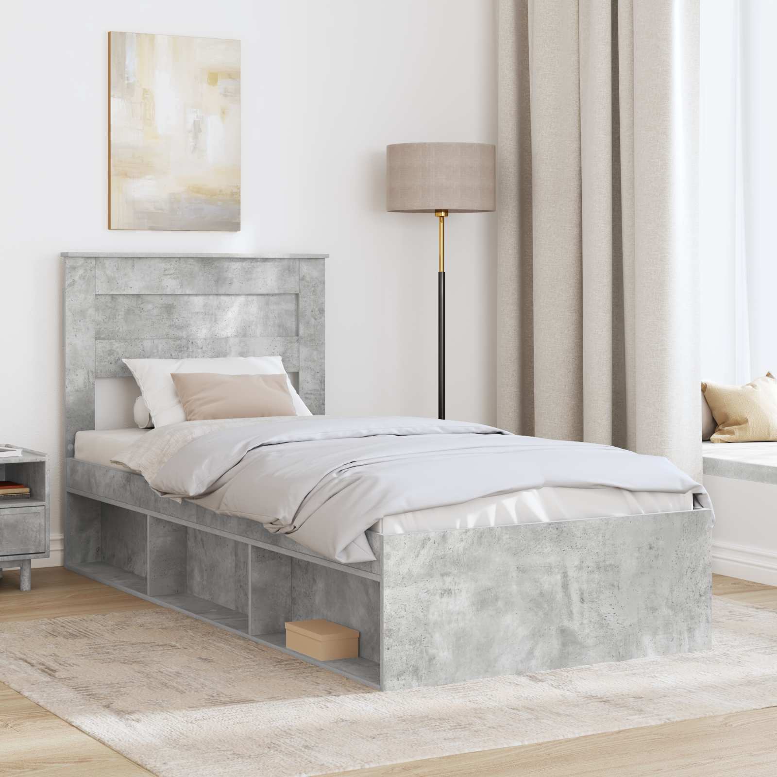 Bedframe Concerte Grijs 75 x 190 cm Massief grenenhout is nu te koop bij PeponiXL, paradijselijk wonen!