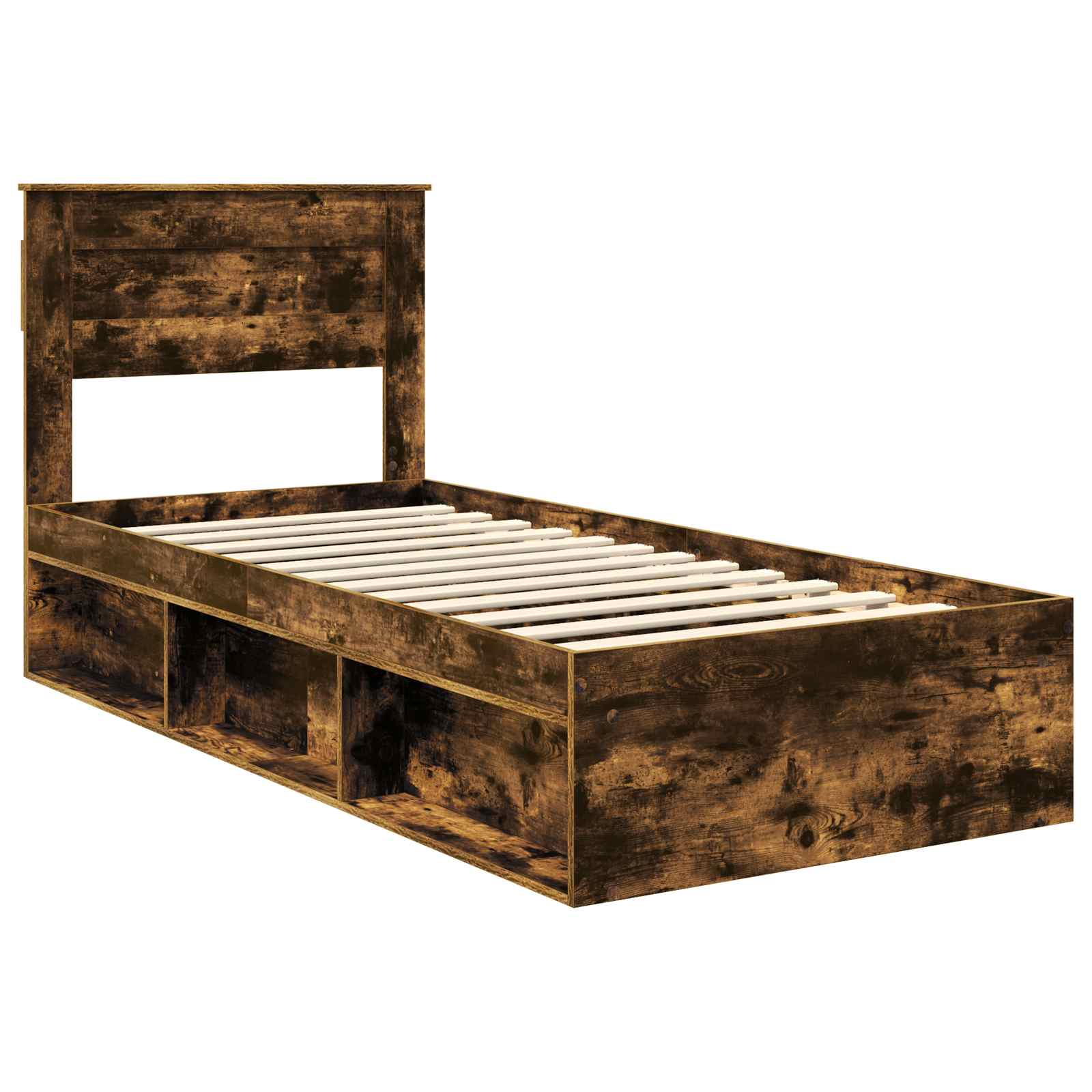 Bedframe Gerookt eiken 75 x 190 cm Massief grenenhout is nu te koop bij PeponiXL, paradijselijk wonen!