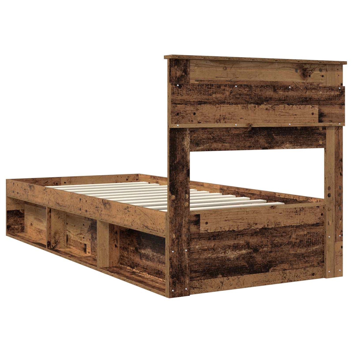 Bedframe met hoofdeinde Oudhout 75 x 190 cm Massief grenenhout is nu te koop bij PeponiXL, paradijselijk wonen!