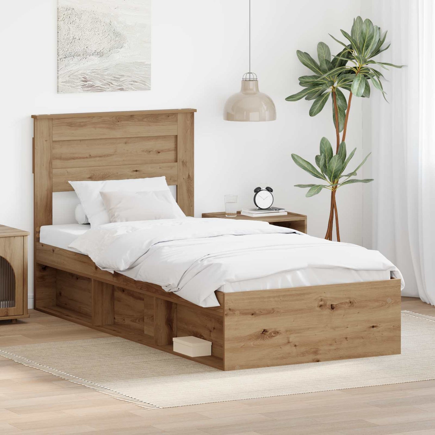 Bedframe Ambachtelijk eiken 75 x 190 cm Massief grenenhout is nu te koop bij PeponiXL, paradijselijk wonen!