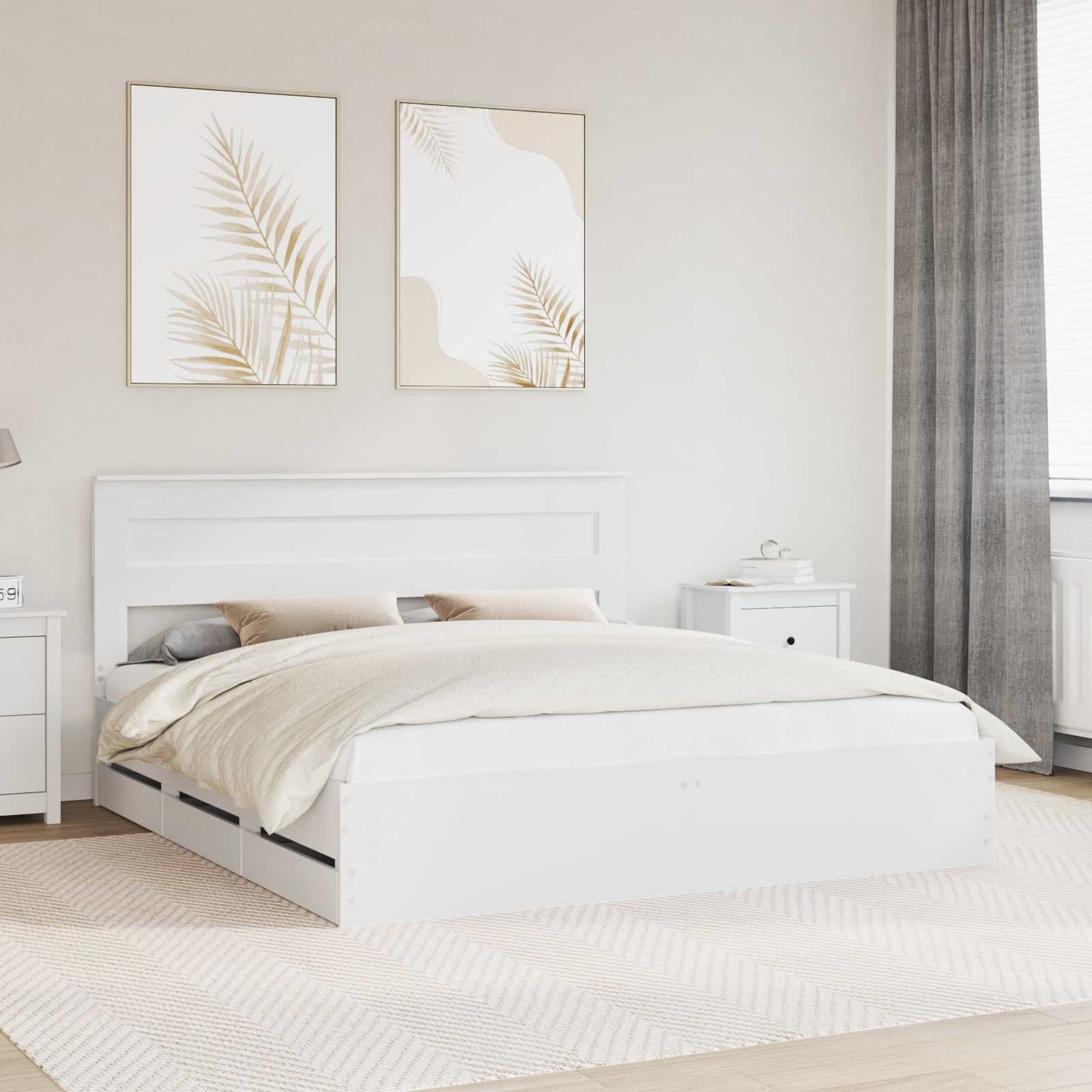 Bedframe met lade met opslag Wit 200 x 200 cm Ingenieurshout is nu te koop bij PeponiXL, paradijselijk wonen!