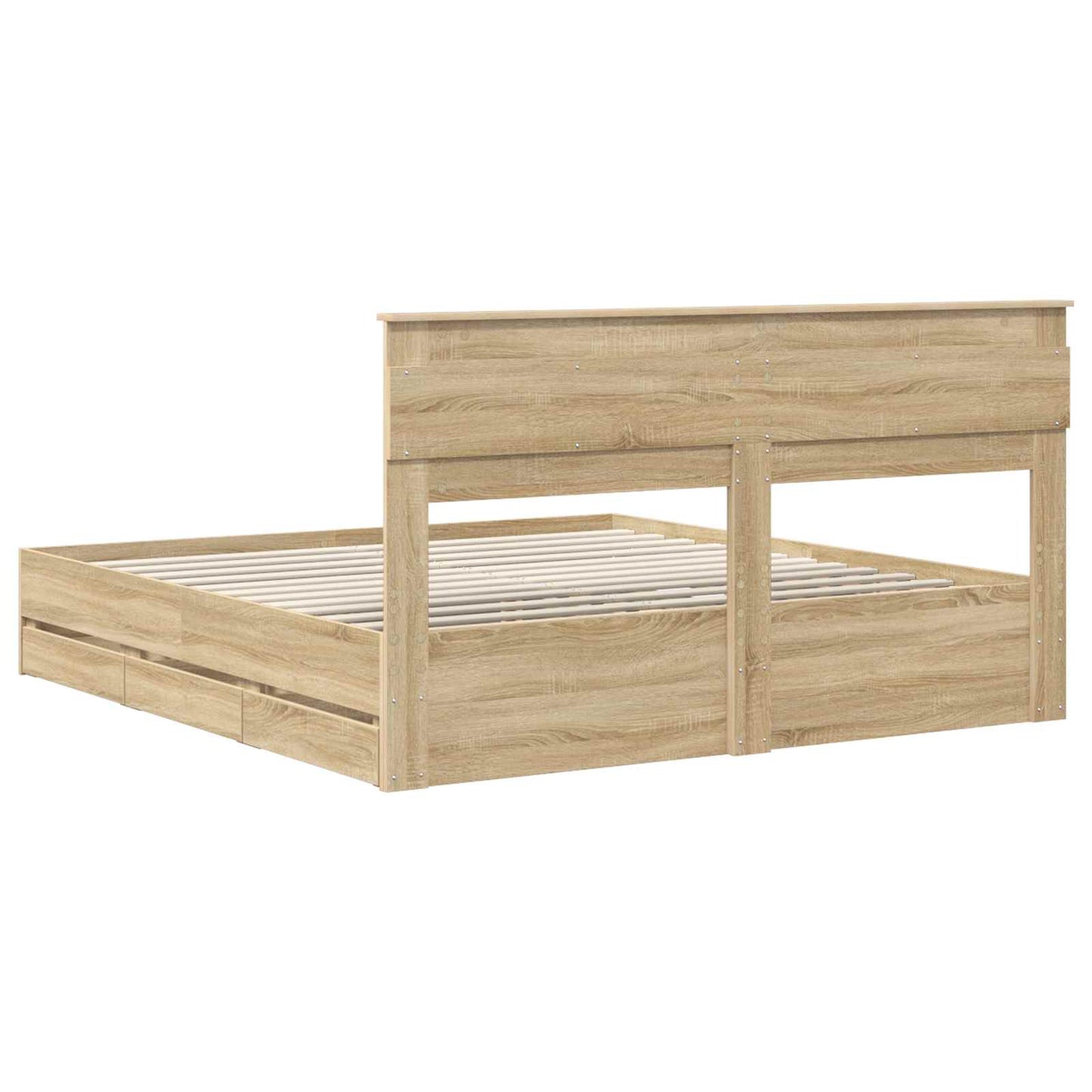 Bedframe met lade Sonoma Eiken 200 x 200 cm Ingenieurshout is nu te koop bij PeponiXL, paradijselijk wonen!