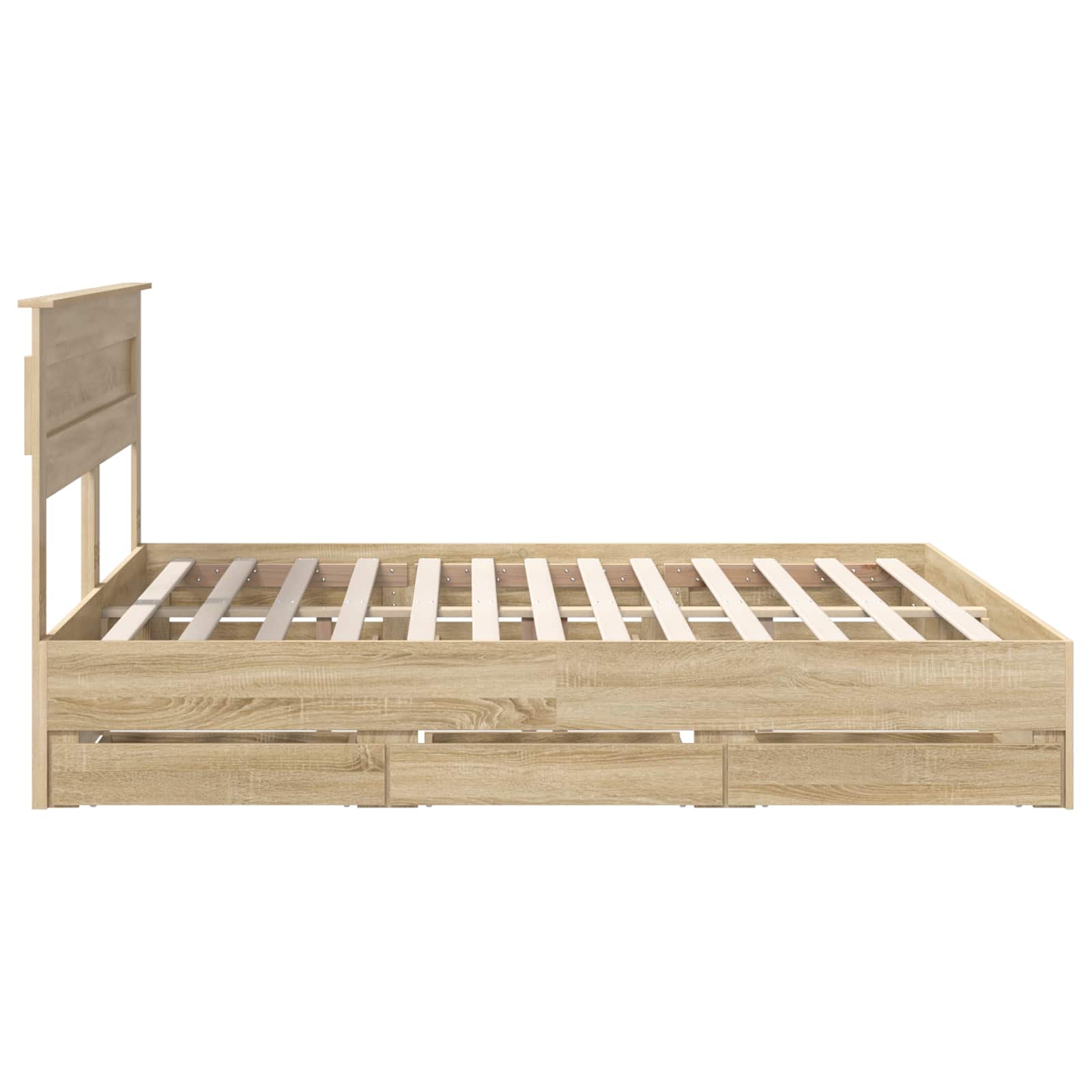 Bedframe met lade Sonoma Eiken 200 x 200 cm Ingenieurshout is nu te koop bij PeponiXL, paradijselijk wonen!
