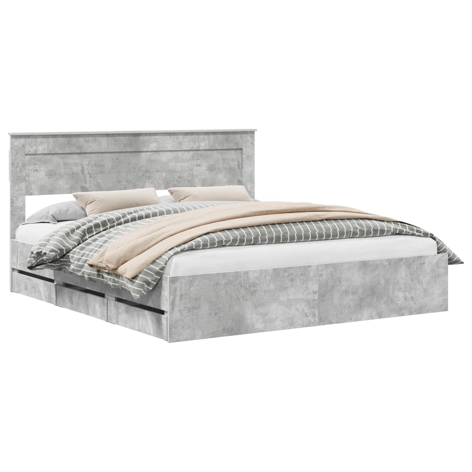 Bedframe met lade Beton Grijs 200 x 200 cm Ingenieurshout is nu te koop bij PeponiXL, paradijselijk wonen!