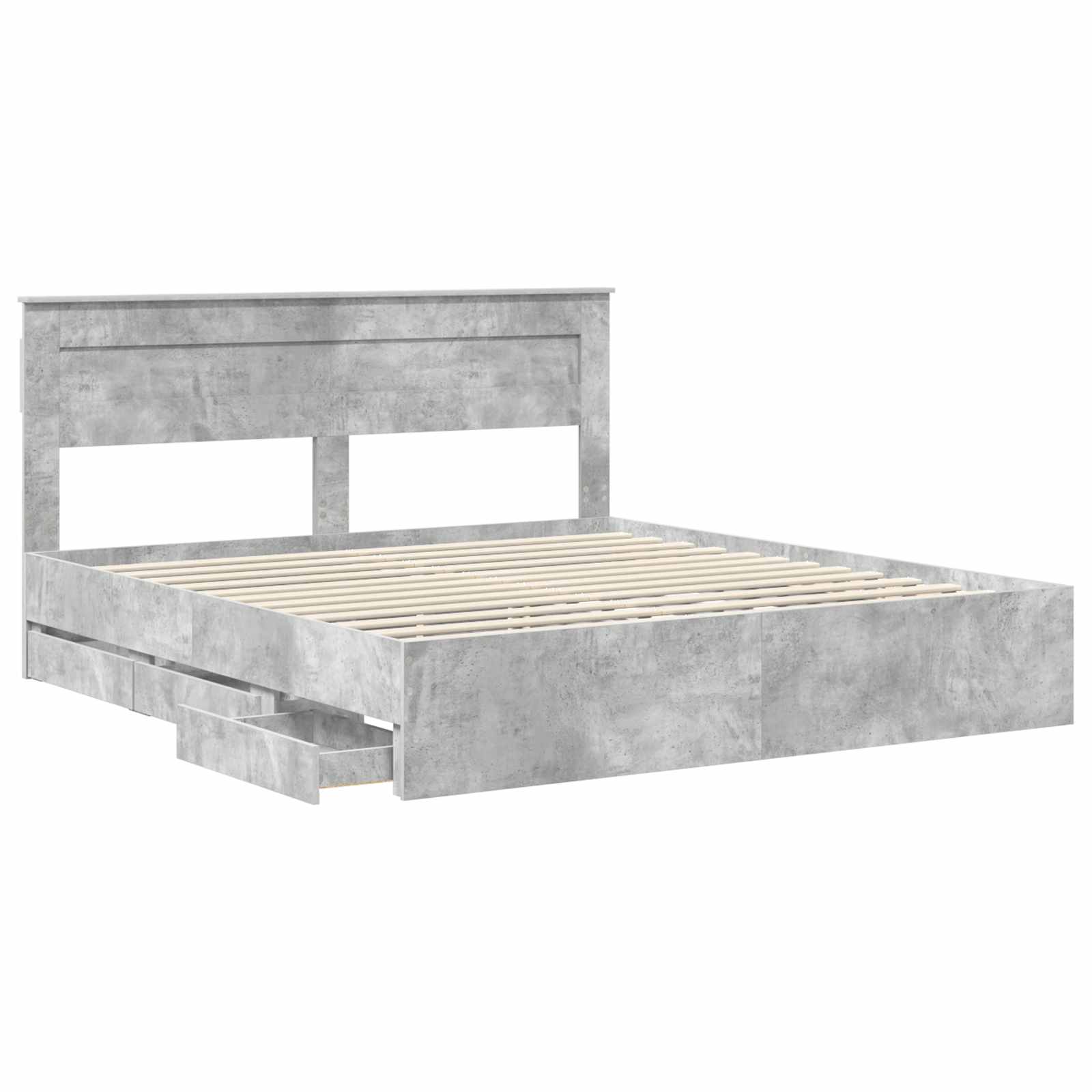Bedframe met lade Beton Grijs 200 x 200 cm Ingenieurshout is nu te koop bij PeponiXL, paradijselijk wonen!